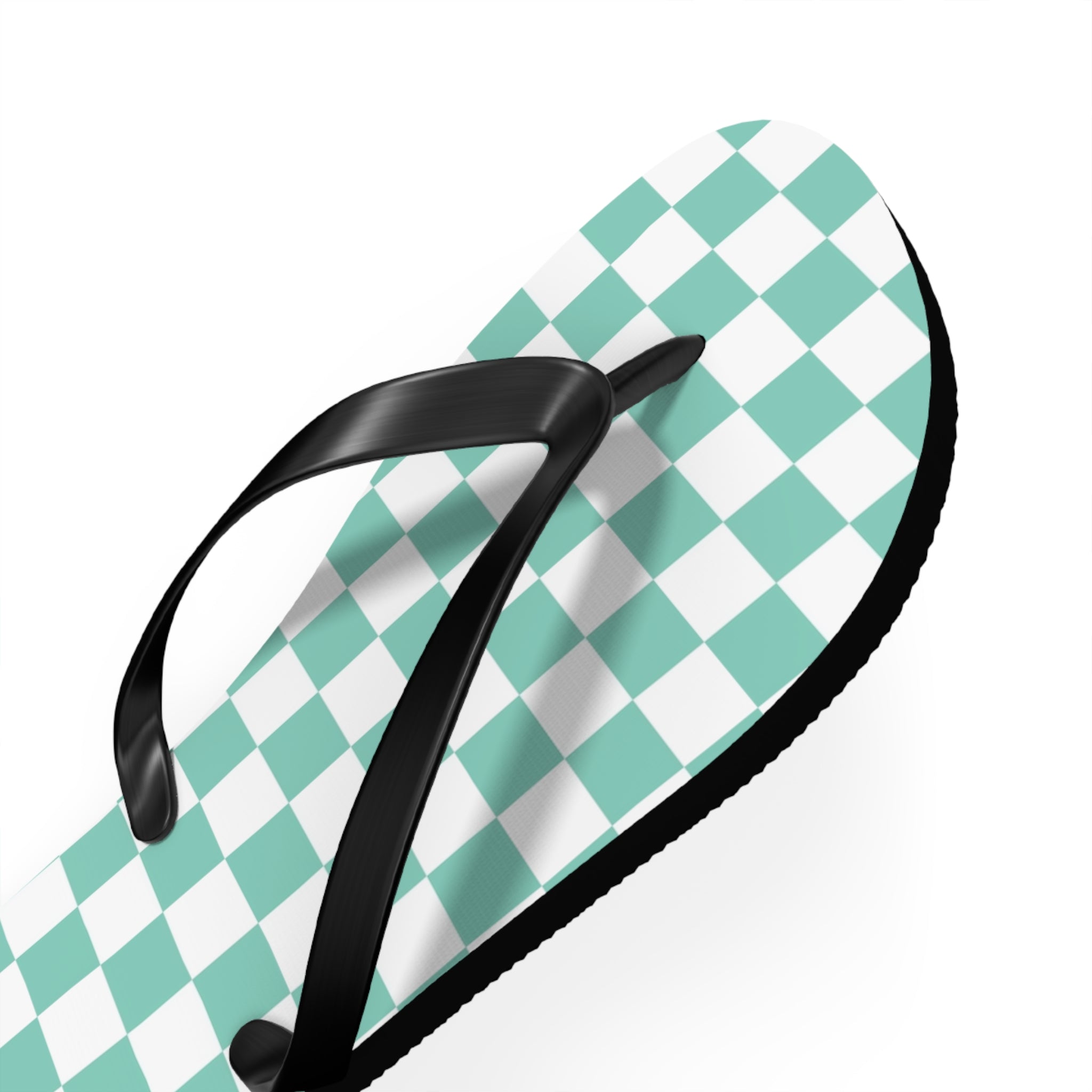 Checkerboard Light Green Flip Flops, Artsulli - Art is Long, Life is Short, Shoes, , , , , , , 