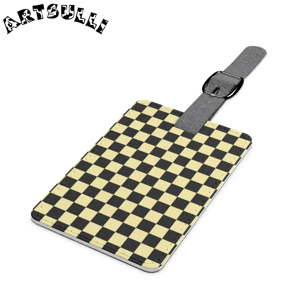 JAKKOUTTHEBXX Checkerboard Black and Yellow Saffiano Polyester