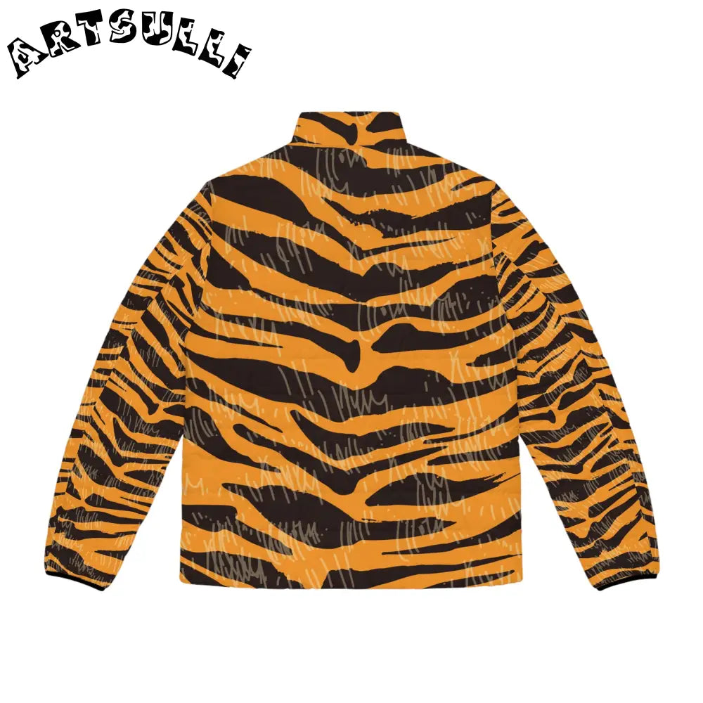 JAKKOUTTHEBXX Tiger Scratches Orange & Black Men’s Puffer Jacket