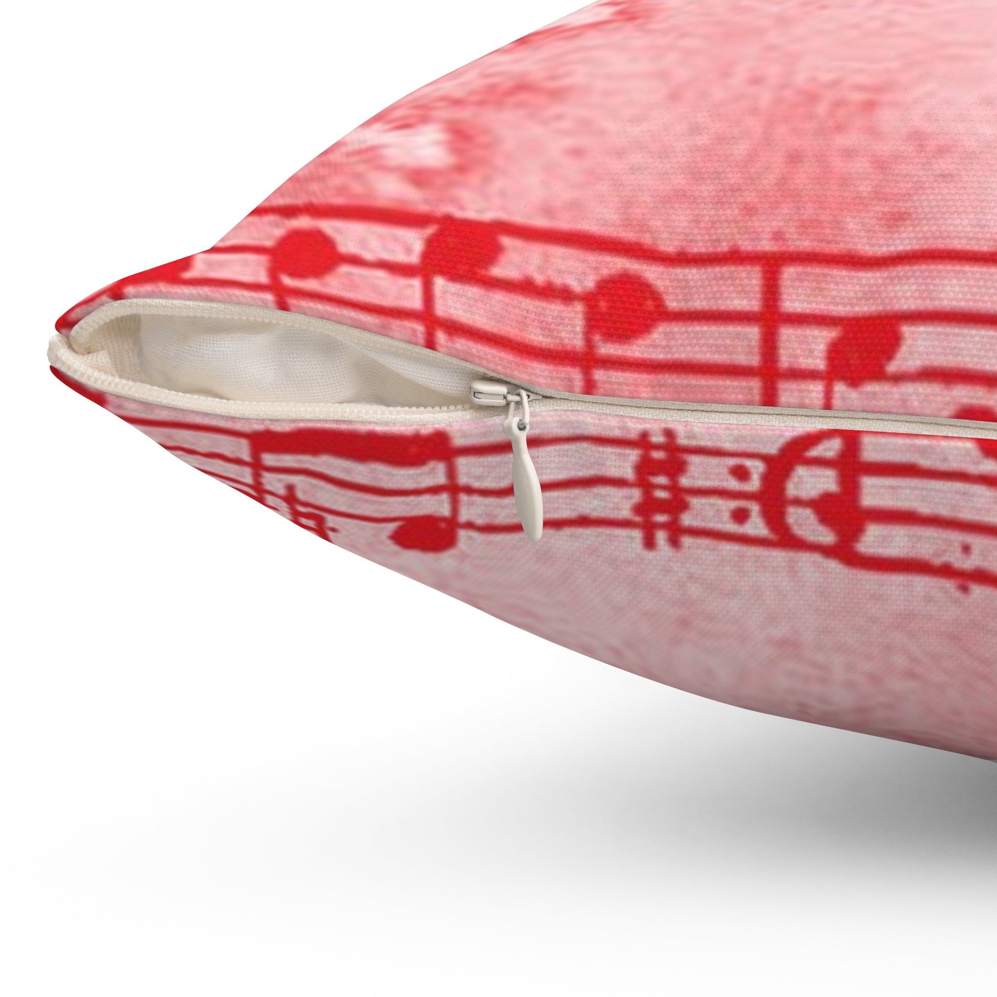 Drip Spill Type Beat Sheet Music Red Spun Polyester Square Pillow, Artsulli - Art is Long, Life is Short, Home Decor, , , , , , , 