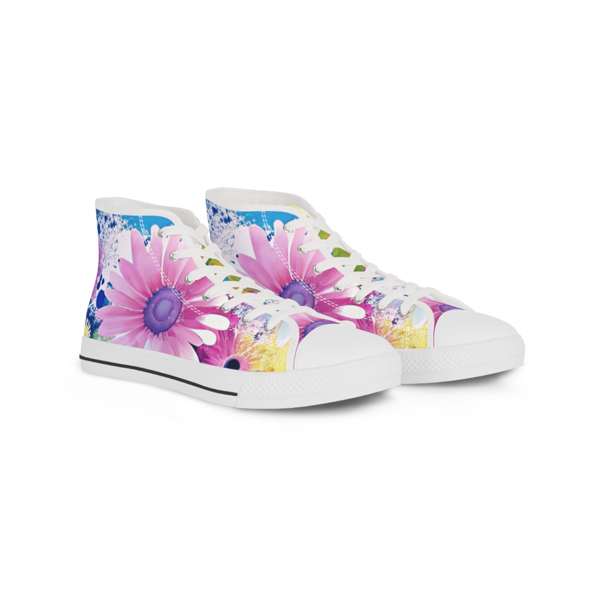 Magical Flower Explosion Multi-Color Men's High Top Sneakers, Artsulli - Art is Long, Life is Short, Shoes, Size, US 5, Color, White sole, , , 81200800811019217651