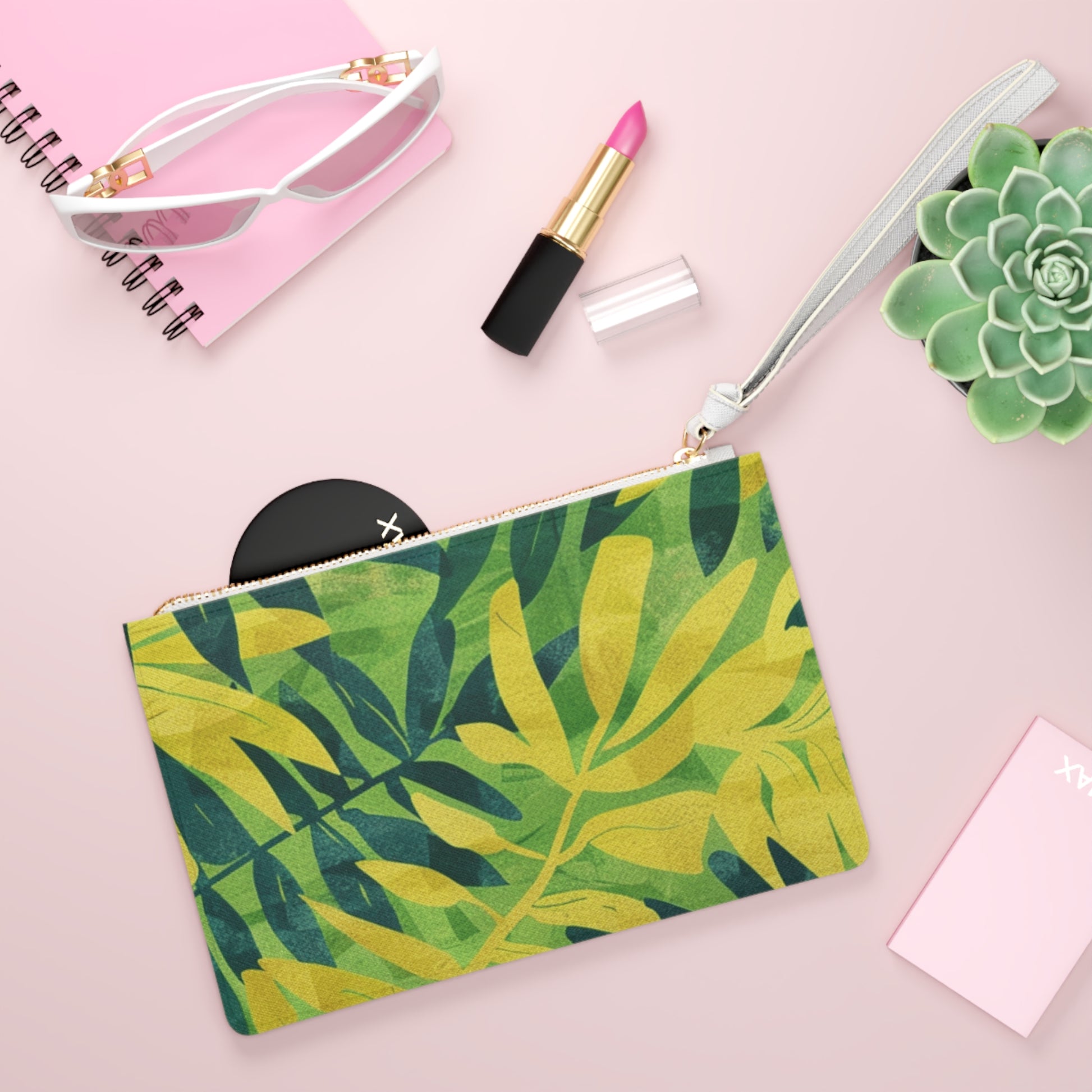 Green Leaf x Yellow Leaf x Tropical x Jungle Clutch Bag, Artsulli - Art is Long, Life is Short, Bags, , , , , , , 