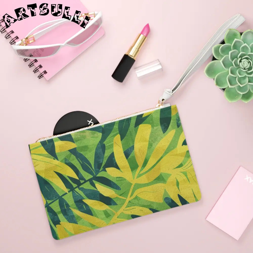 JAKKOUTTHEBXX Tropical Leaf Art Printed Clutch Bag JAKKOUTTHEBXX
