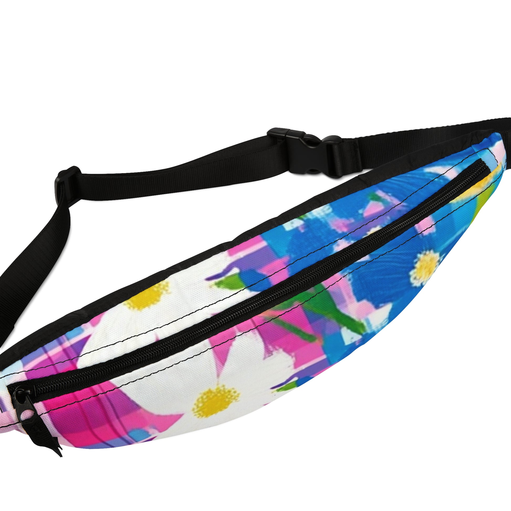 Plaid Garden Purple and Blue Fanny Pack, Artsulli - Art is Long, Life is Short, Bags, , , , , , , 