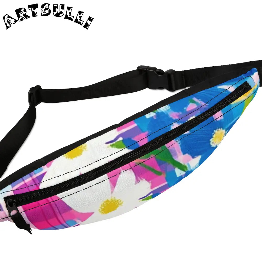 JAKKOUTTHEBXX Plaid Garden Purple and Blue Fanny Pack JAKKOUTTHEBXX