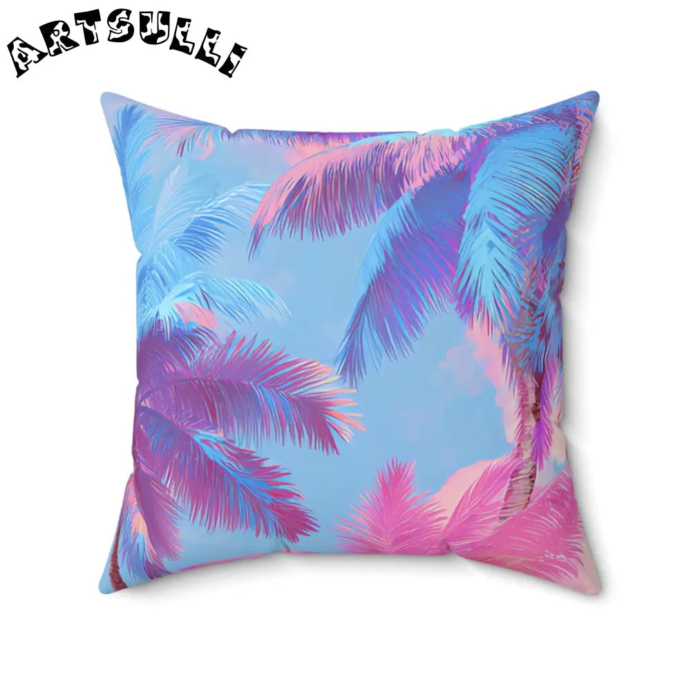 JAKKOUTTHEBXX Ethereal Pastel Palms Spun Polyester Square Pillow