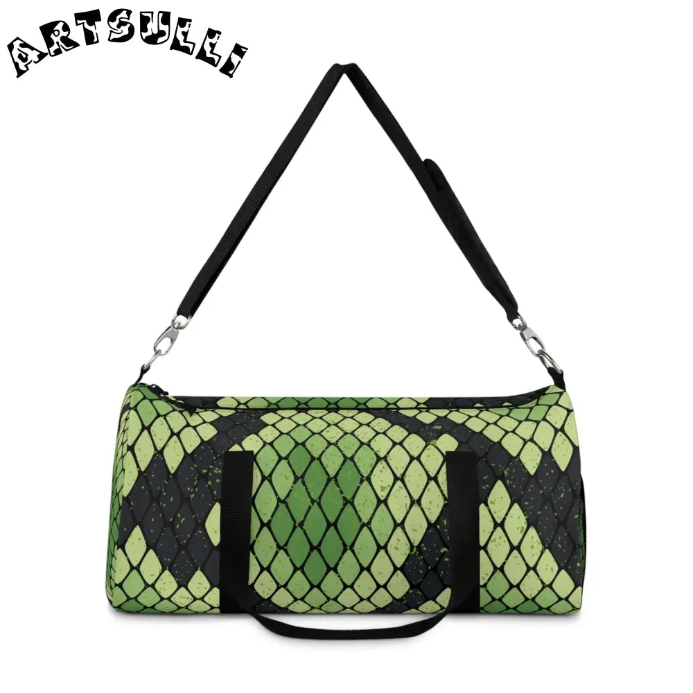 JAKKOUTTHEBXX Snake Skin Green and Black Duffel Bag JAKKOUTTHEBXX