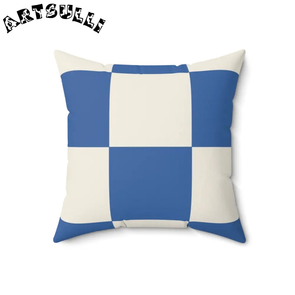 JAKKOUTTHEBXX Checkerboard Blue Spun Polyester Square Pillow