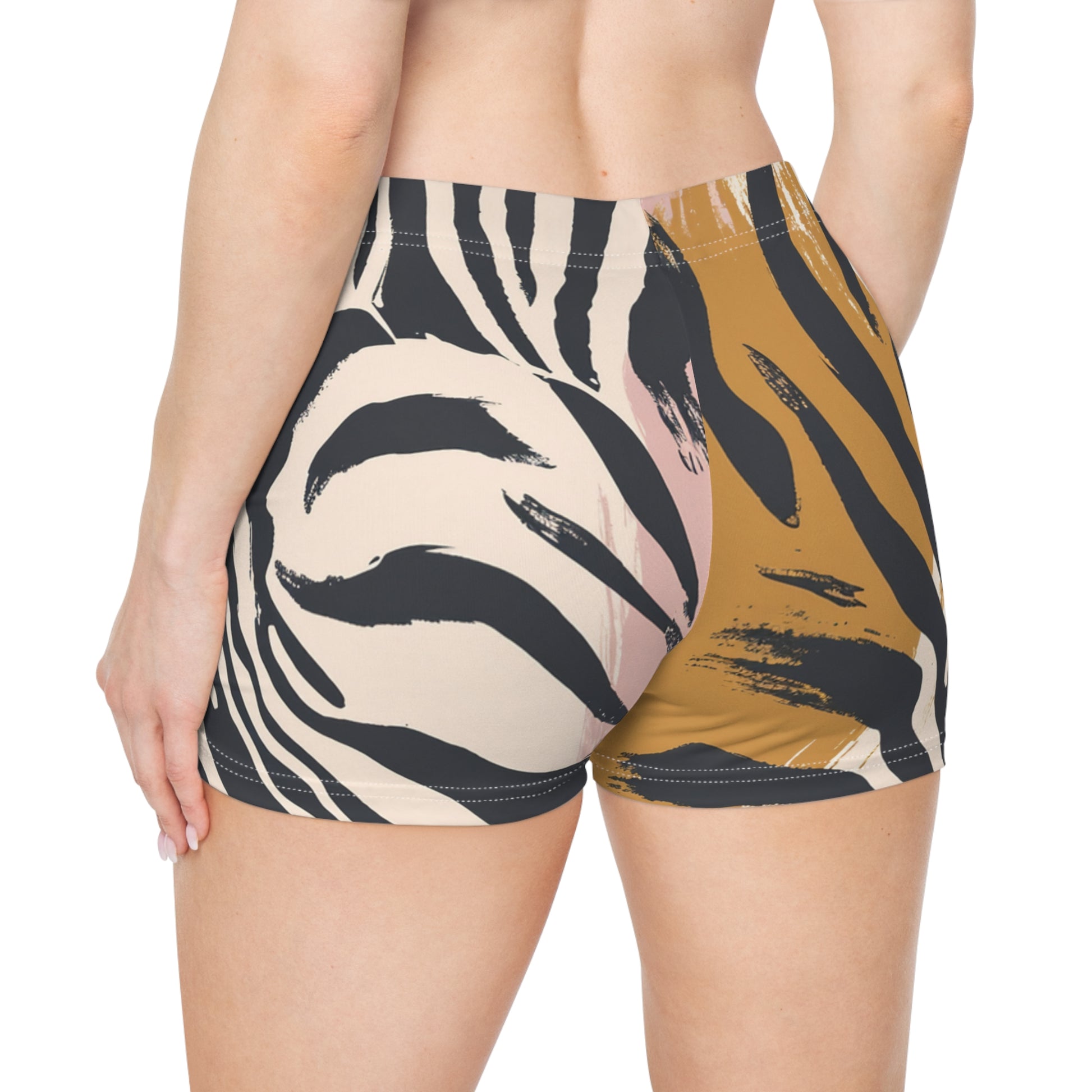 Beige Zebra Jungle Flats Women's Shorts (AOP), Artsulli - Art is Long, Life is Short, All Over Prints, , , , , , , 