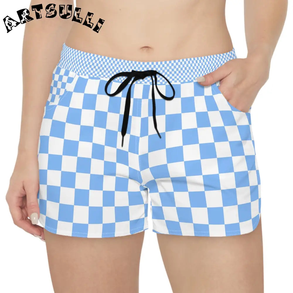 JAKKOUTTHEBXX Checkerboard White and Light Blue Women’s Casual