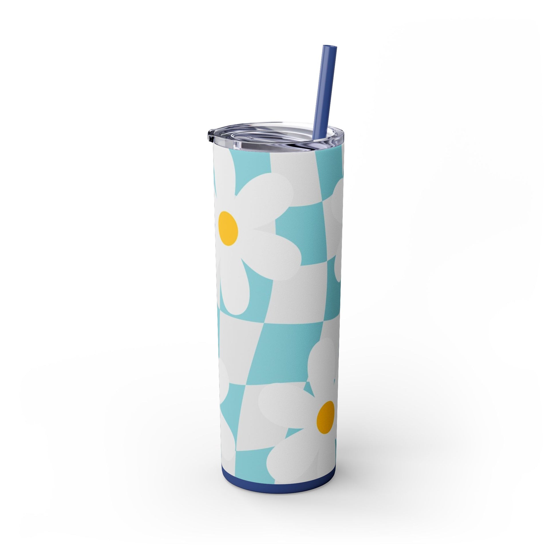 Trippy Check Garden Skinny Tumbler with Straw, 20oz, Artsulli - Art is Long, Life is Short, Mug, , , , , , , 