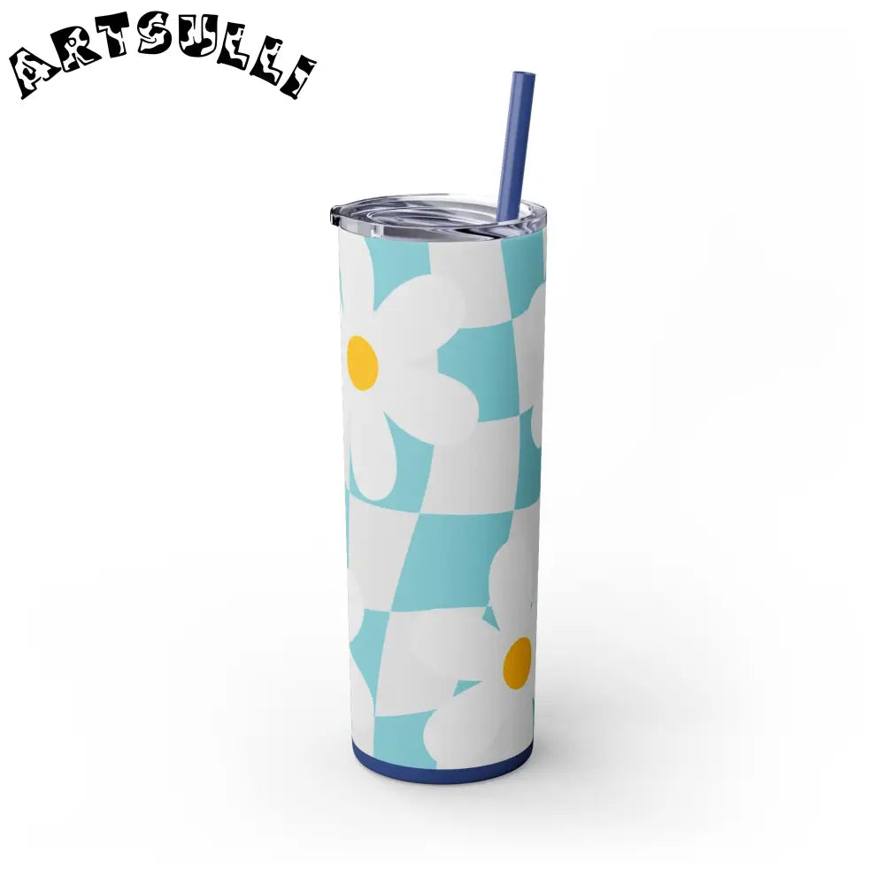 JAKKOUTTHEBXX Trippy Check Garden Skinny Tumbler with Straw 20oz