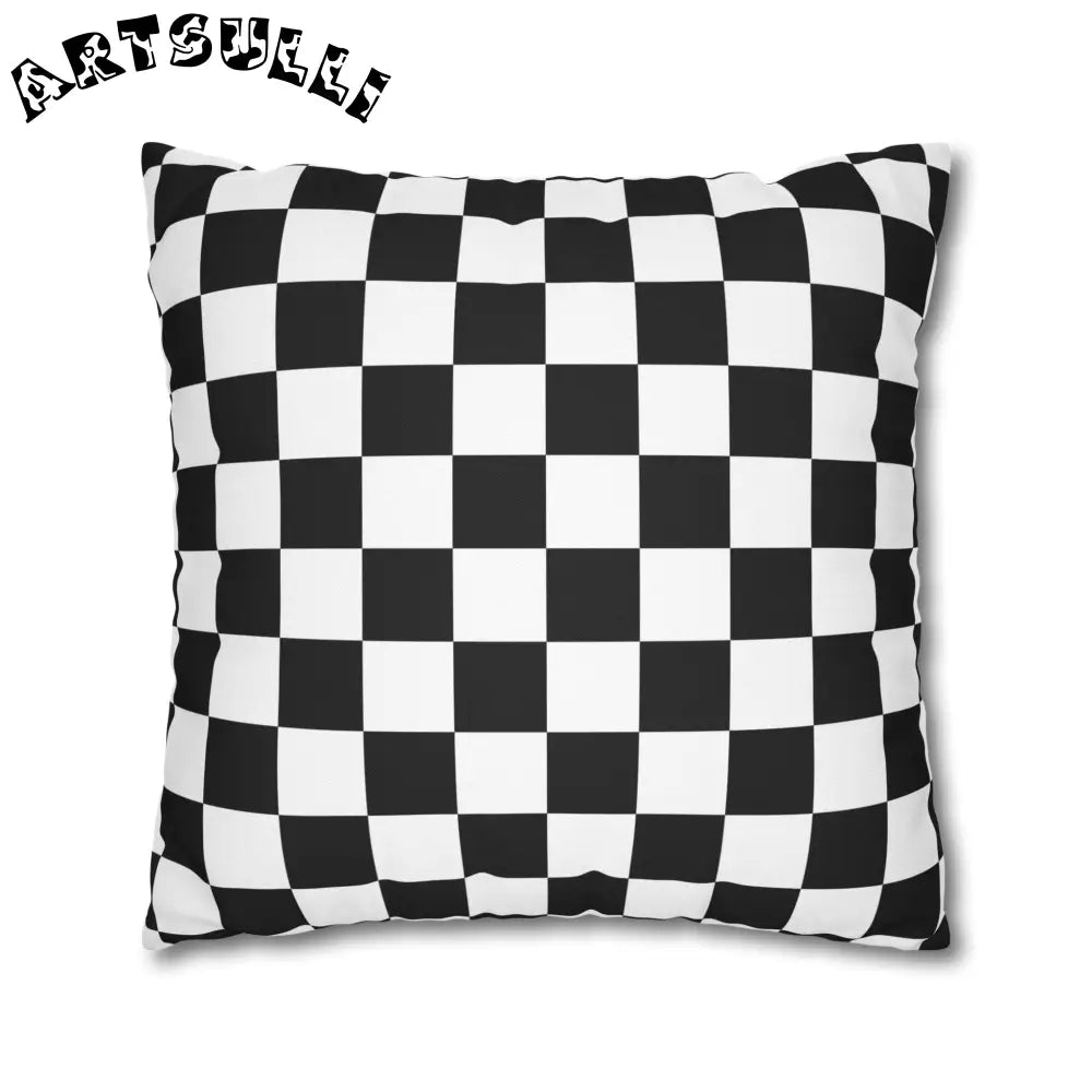 JAKKOUTTHEBXX Checkerboard Black and White Spun Polyester Square