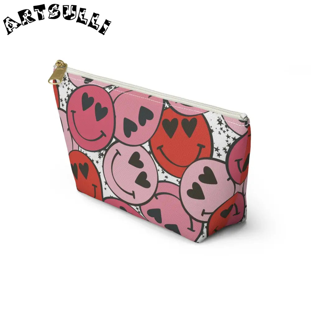 JAKKOUTTHEBXX Smiley Face x Heart Eyes Red and Pink cessory Pouch w