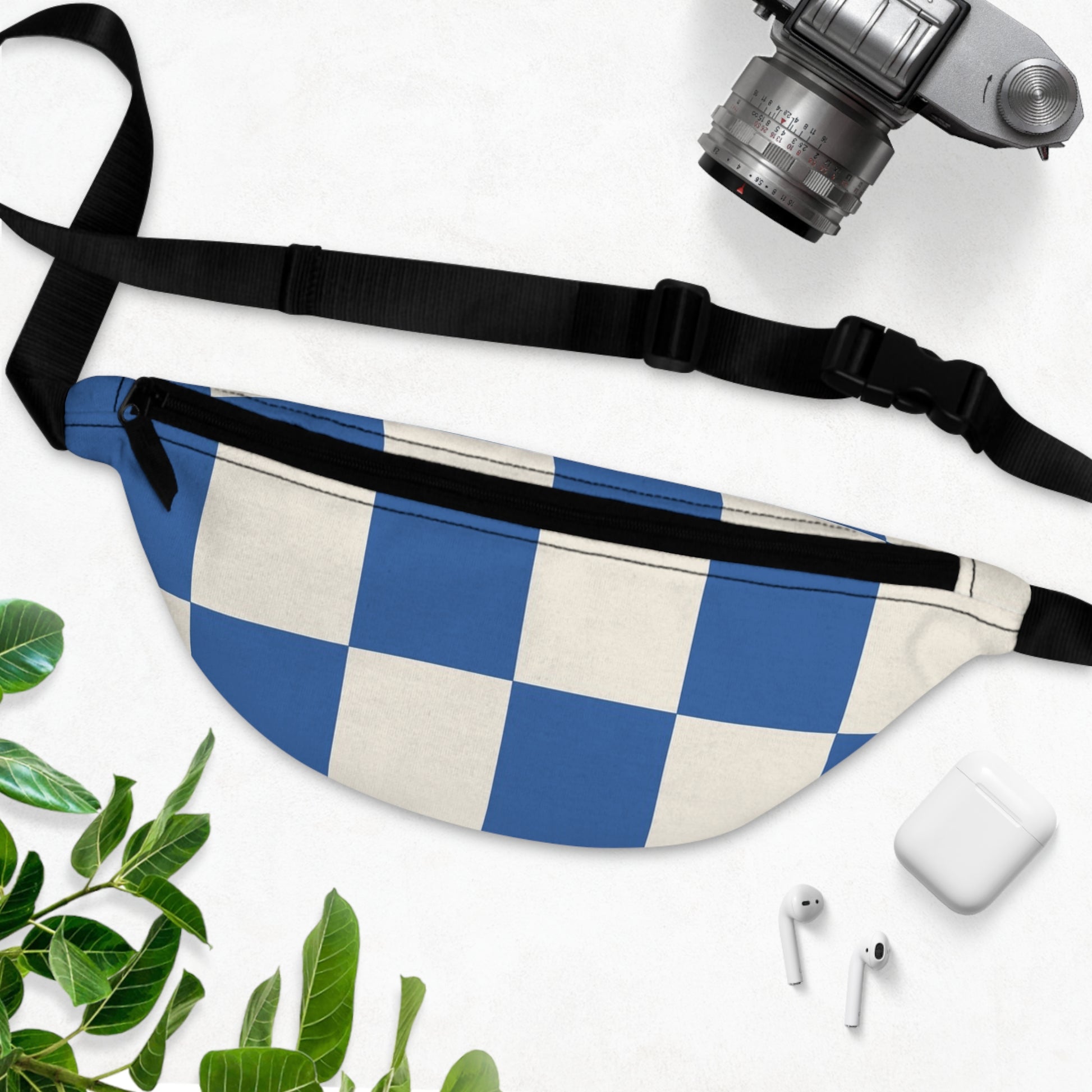 Checkerboard Blue Fanny Pack, Artsulli - Art is Long, Life is Short, Bags, , , , , , , 