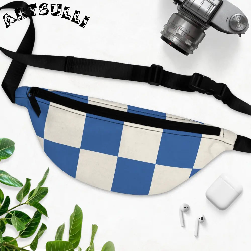 JAKKOUTTHEBXX Checkerboard Blue Fanny Pack JAKKOUTTHEBXX Artsulli