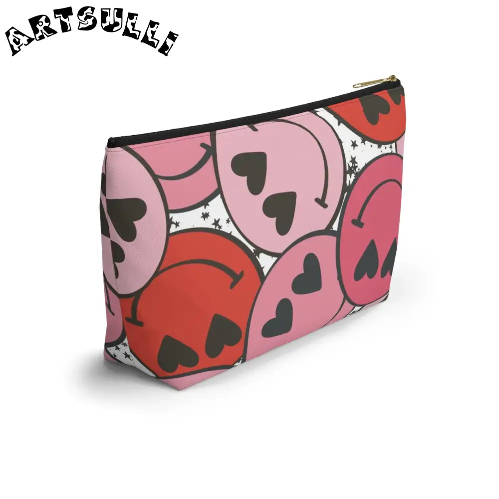 JAKKOUTTHEBXX Smiley Face x Heart Eyes Pink and Red Accessory Pouch