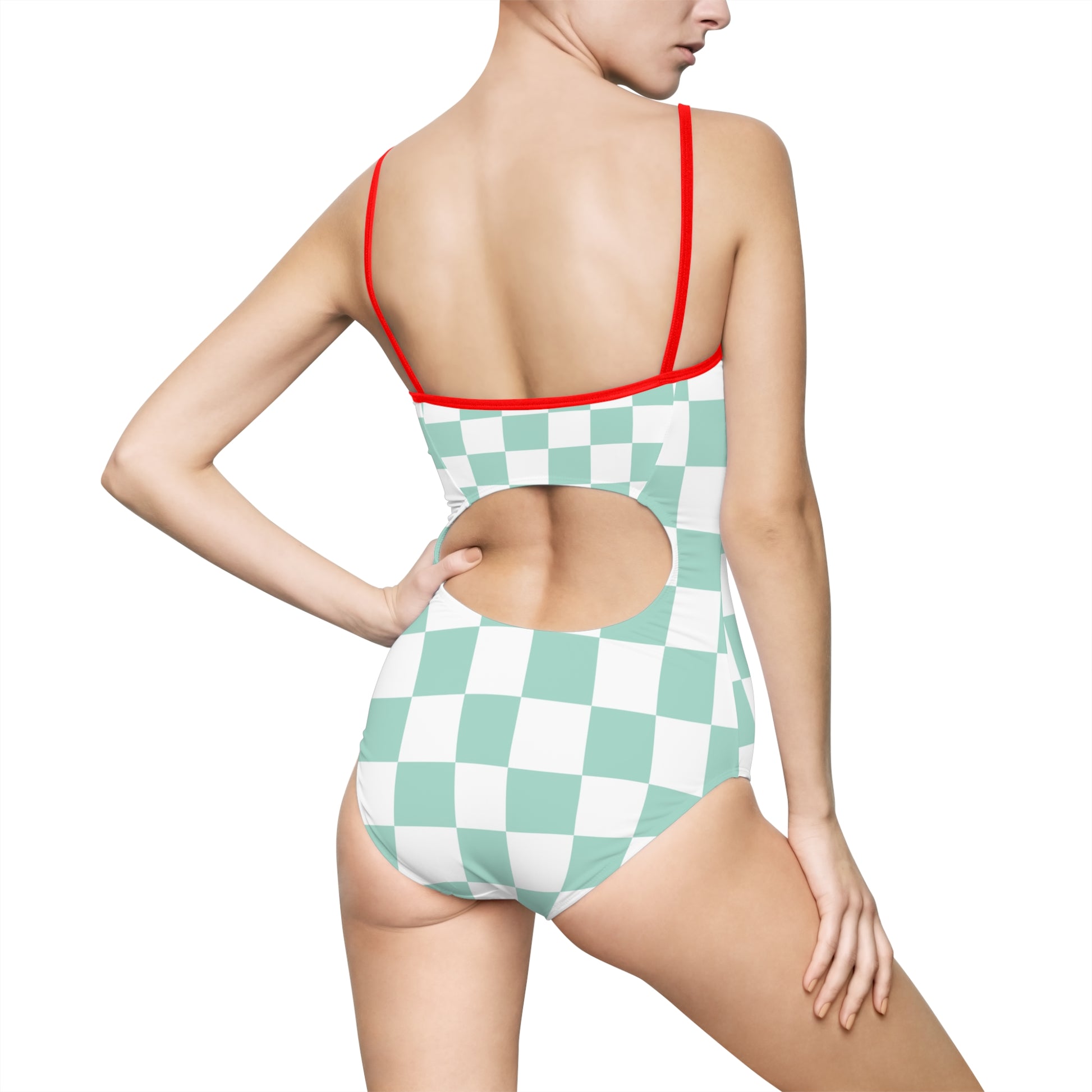 Chessboard Women's One-piece Swimsuit (AOP), Artsulli - Art is Long, Life is Short, All Over Prints, , , , , , , 