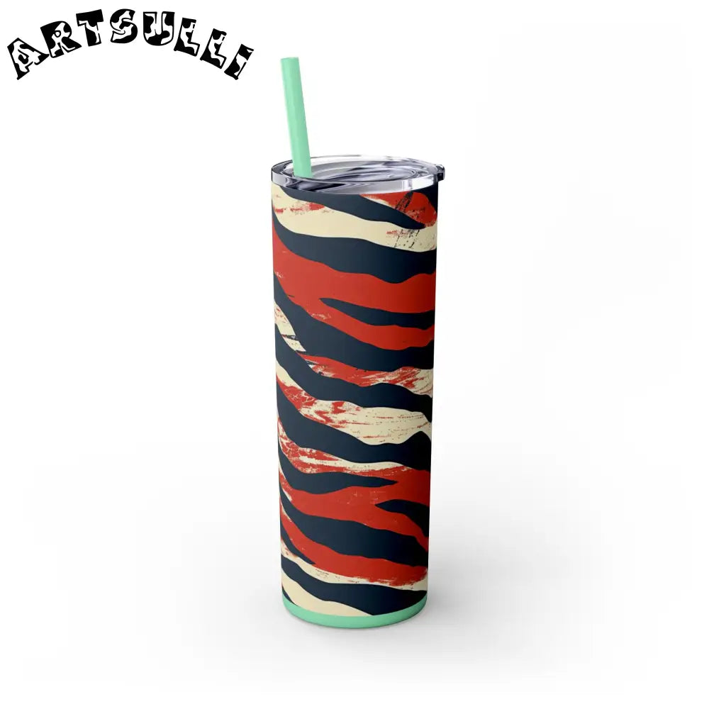 JAKKOUTTHEBXX Capricious Tiger Wave Skinny Tumbler with Straw 20oz