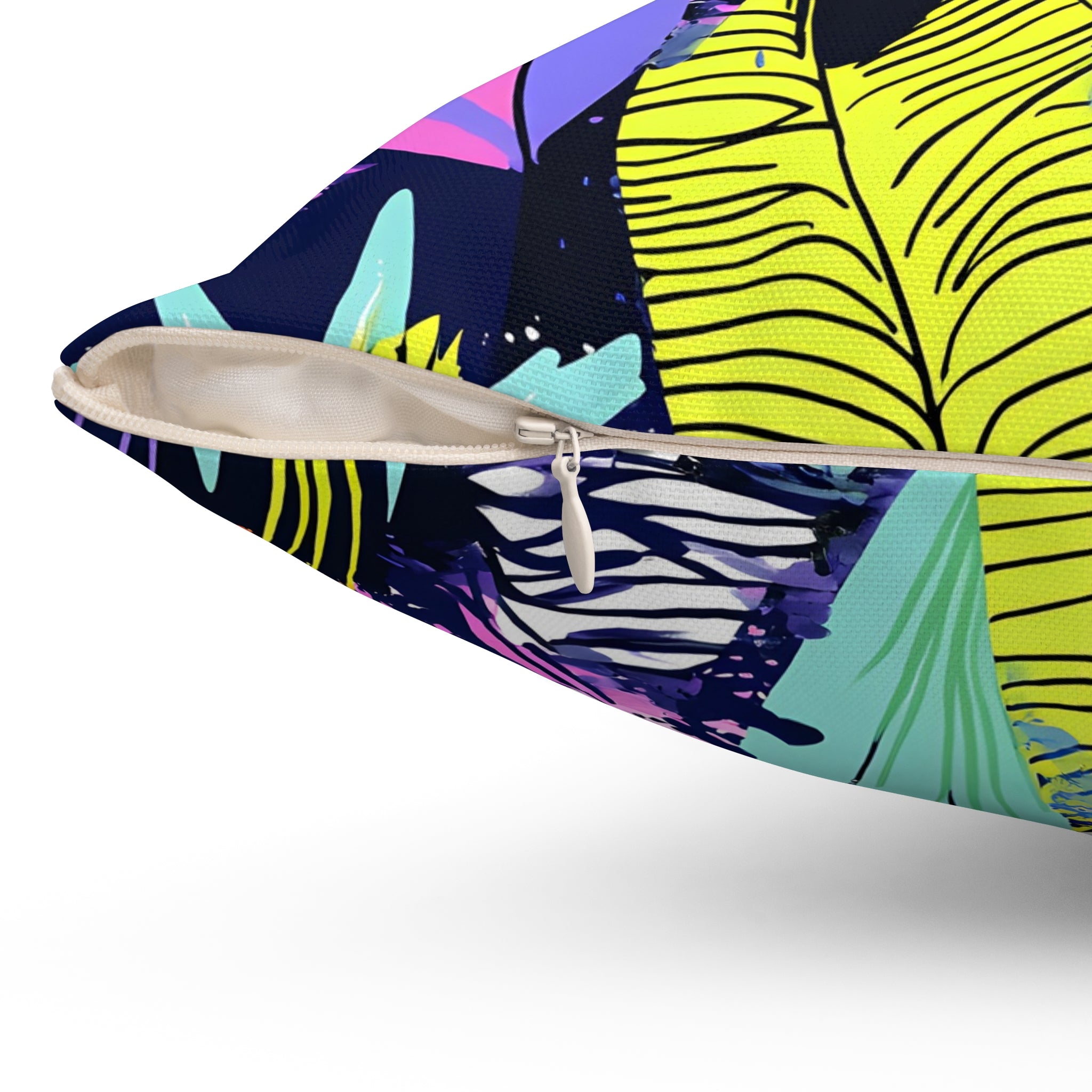 Dark Neon Rainforest Spun Polyester Square Pillow, Artsulli - Art is Long, Life is Short, Home Decor, , , , , , , 