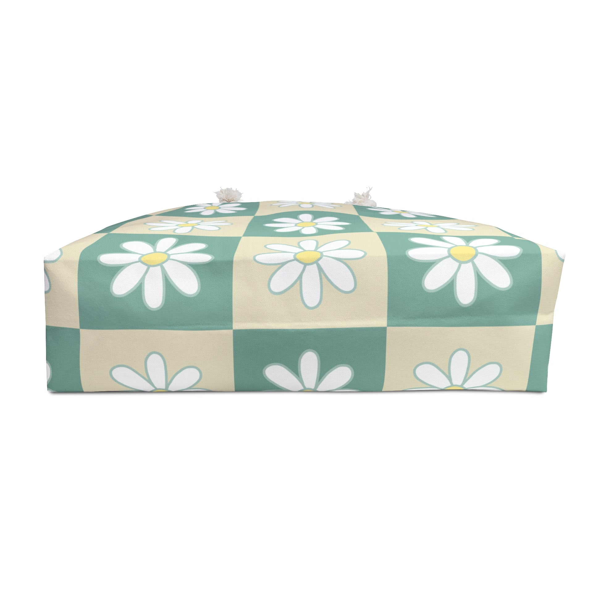 Retro Daisy Checkerboard Green and Tan Weekender Bag, Artsulli - Art is Long, Life is Short, Bags, , , , , , , 