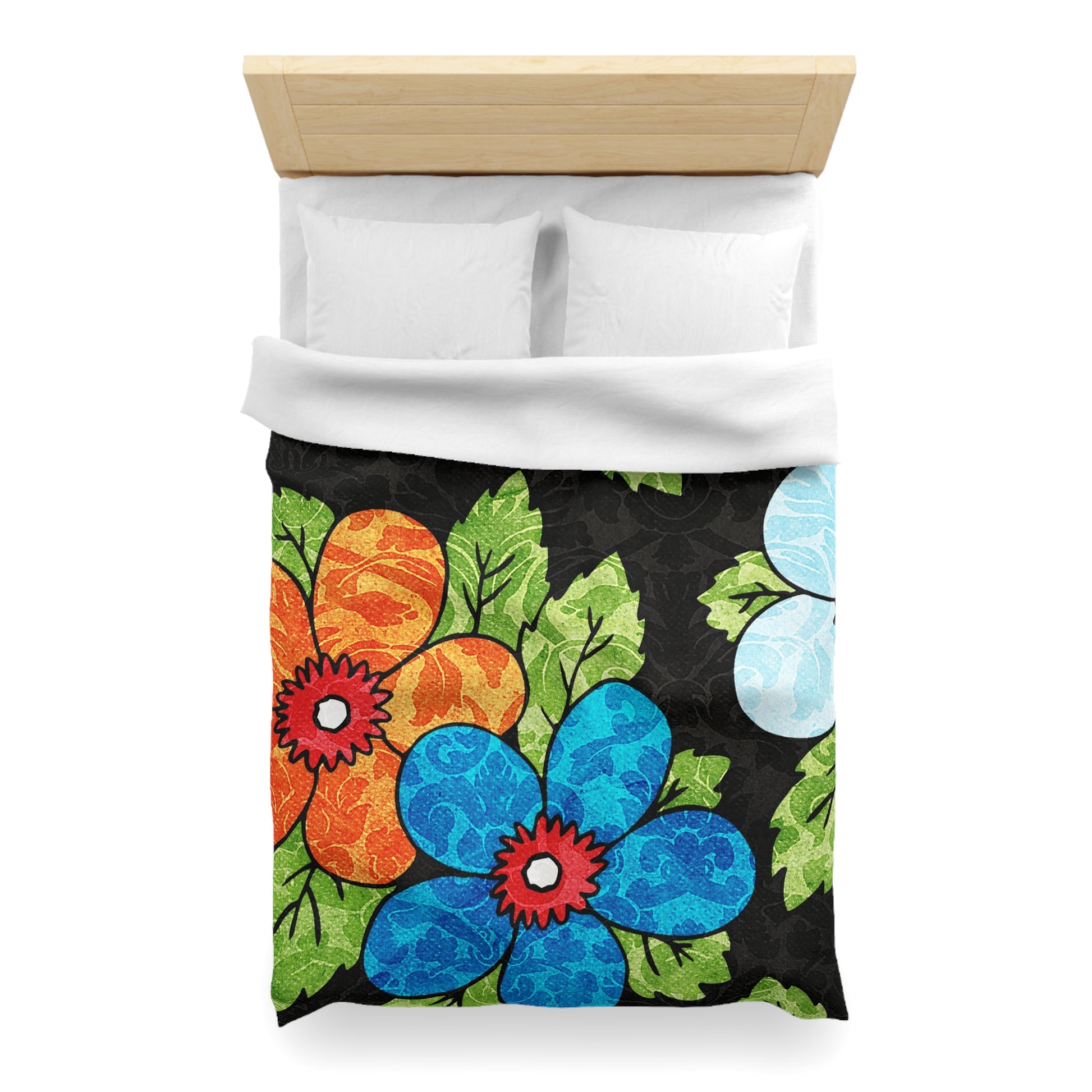 Groovy Black Floral Kl Microfiber Duvet Cover, Artsulli - Art is Long, Life is Short, Home Decor, , , , , , , 