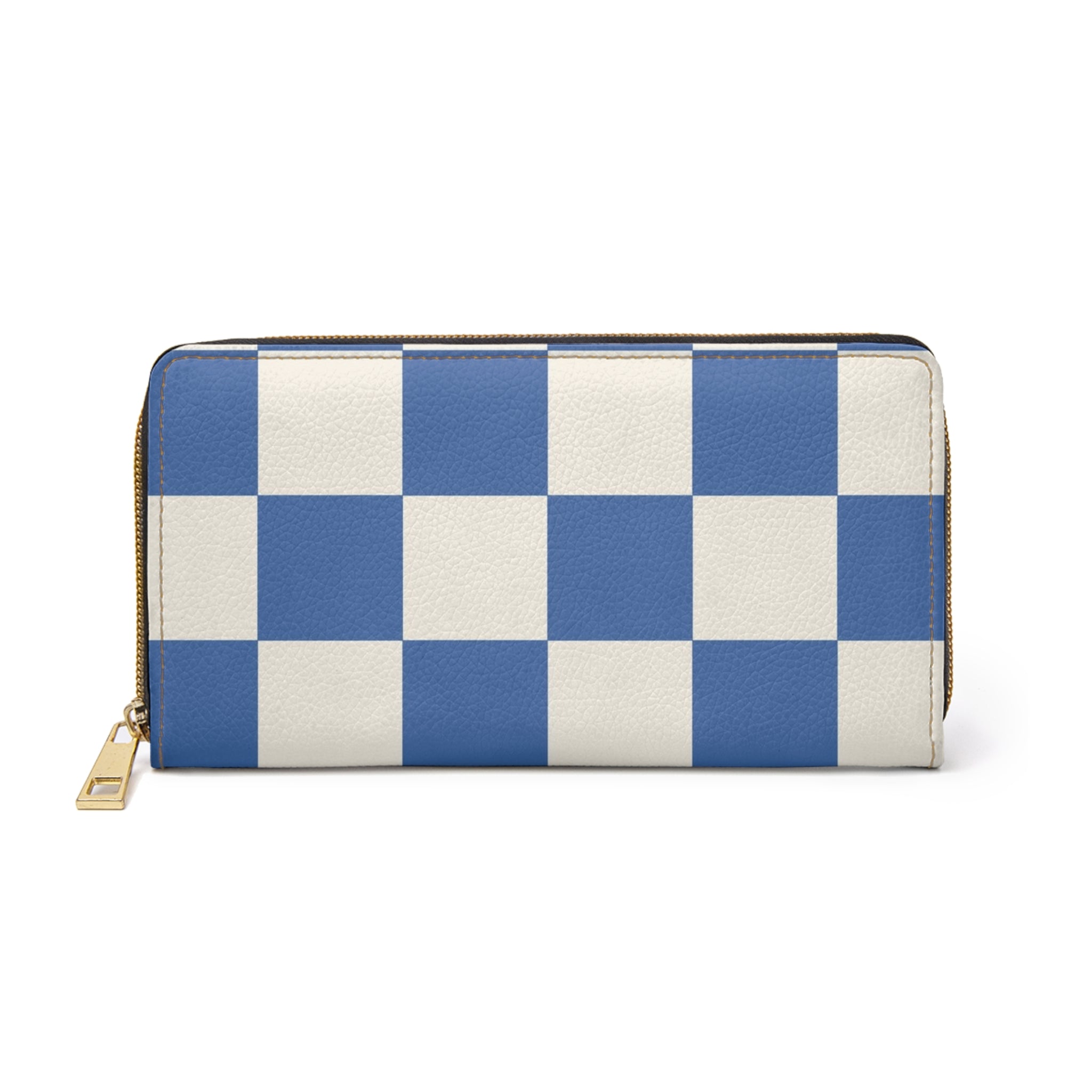 Checkerboard Blue Zipper Wallet, Artsulli - Art is Long, Life is Short, Accessories, Size, One size, Color, White, , , 23036703714441743155