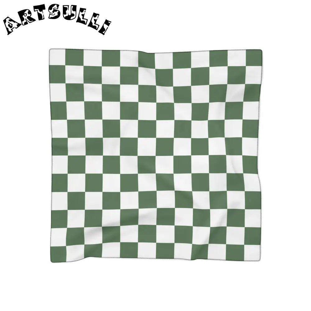JAKKOUTTHEBXX Checkerboard White and Dark Green Poly Scarf