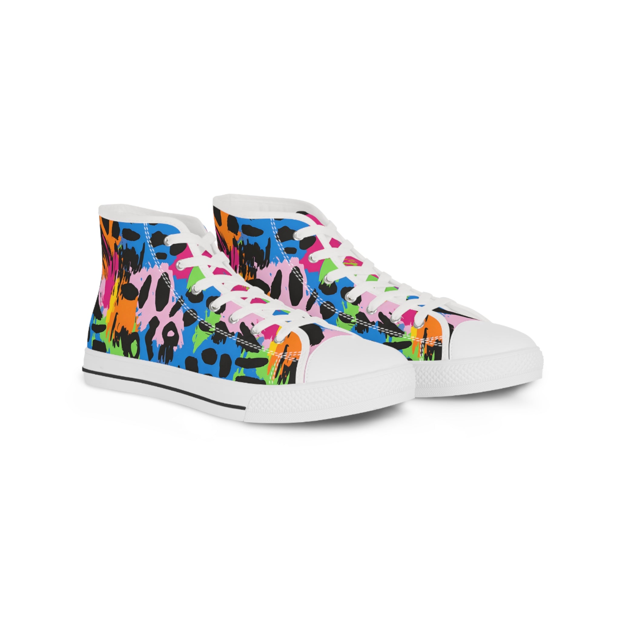 90s Neon II Men's High Top Sneakers, Artsulli - Art is Long, Life is Short, Shoes, Size, US 5, Color, White sole, , , 20302659843151637950
