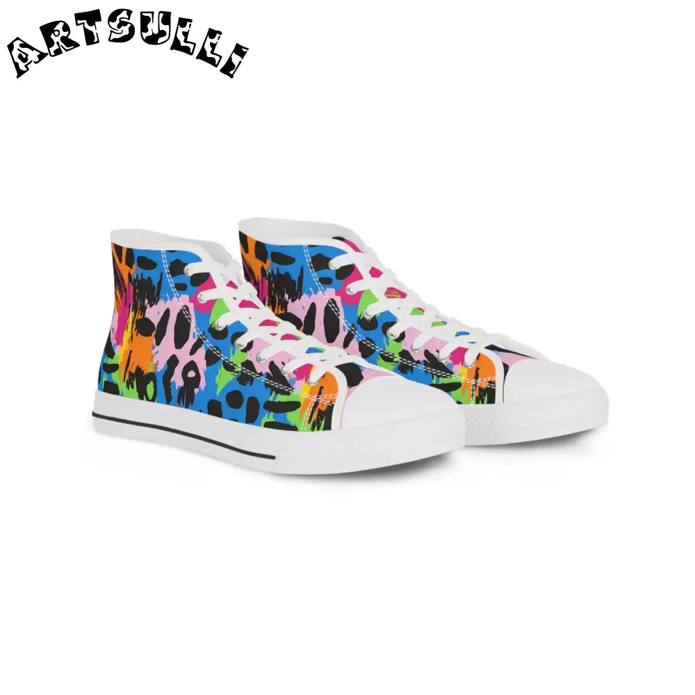 90s Neon II Men's High Top Sneakers, Artsulli - Art is Long, Life is Short, Shoes, Size, US 5, Color, White sole, , , 20302659843151637950