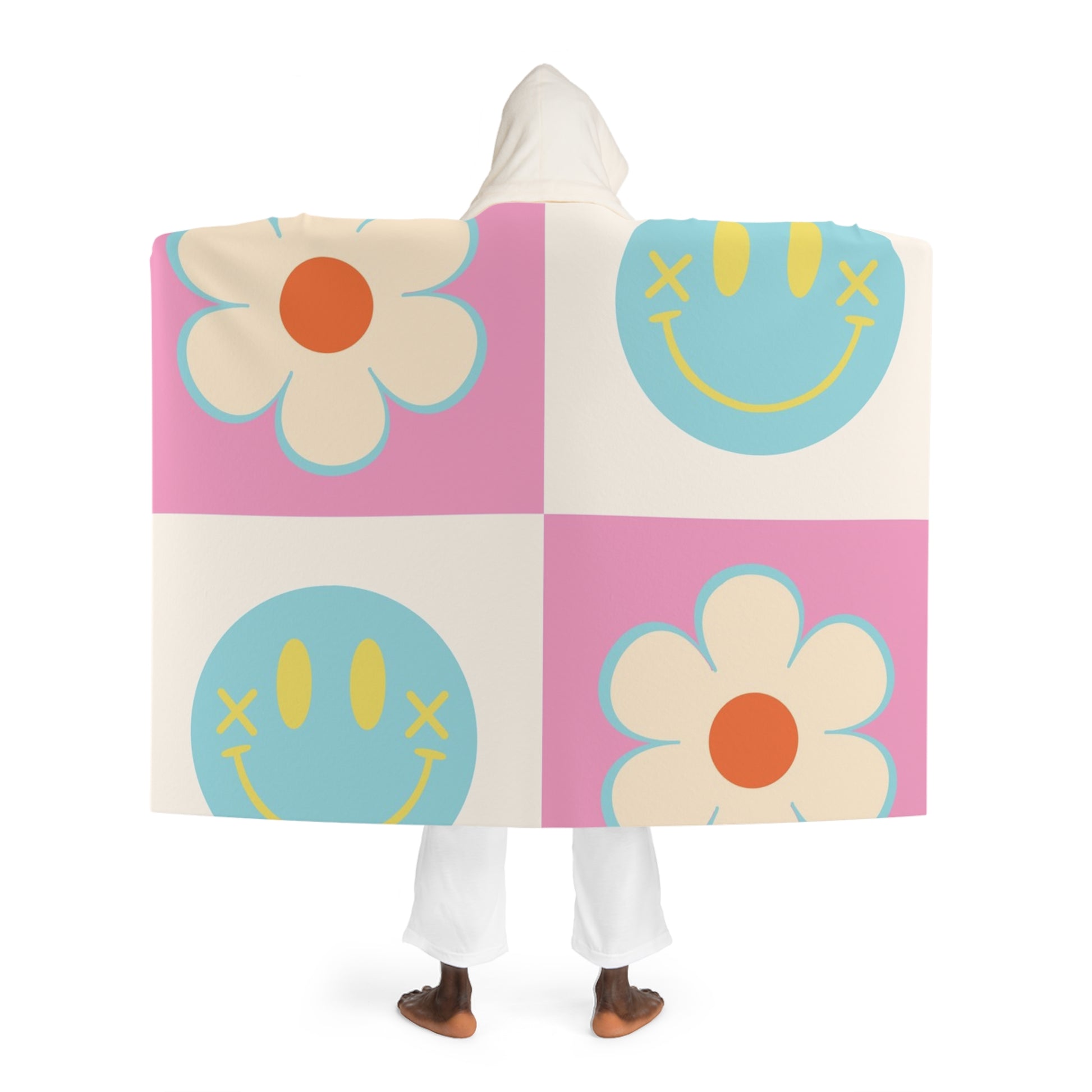 Madotsukis Grin Bloom Hooded Sherpa Fleece Blanket, Artsulli - Art is Long, Life is Short, All Over Prints, , , , , , , 