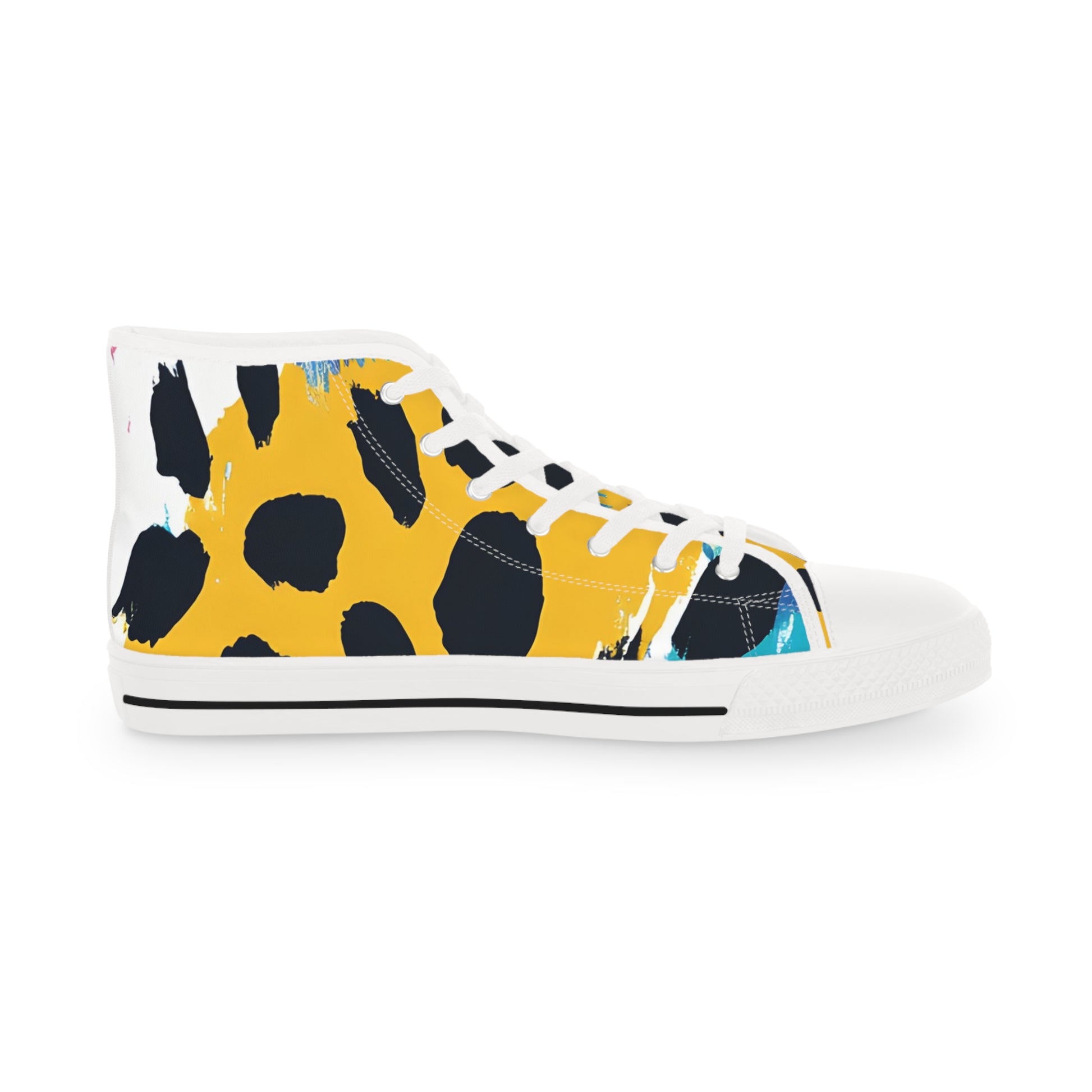 Leopard Print x Paint Brush Strokes II Multi-Color Men's High Top Sneakers, Artsulli - Art is Long, Life is Short, Shoes, , , , , , , 