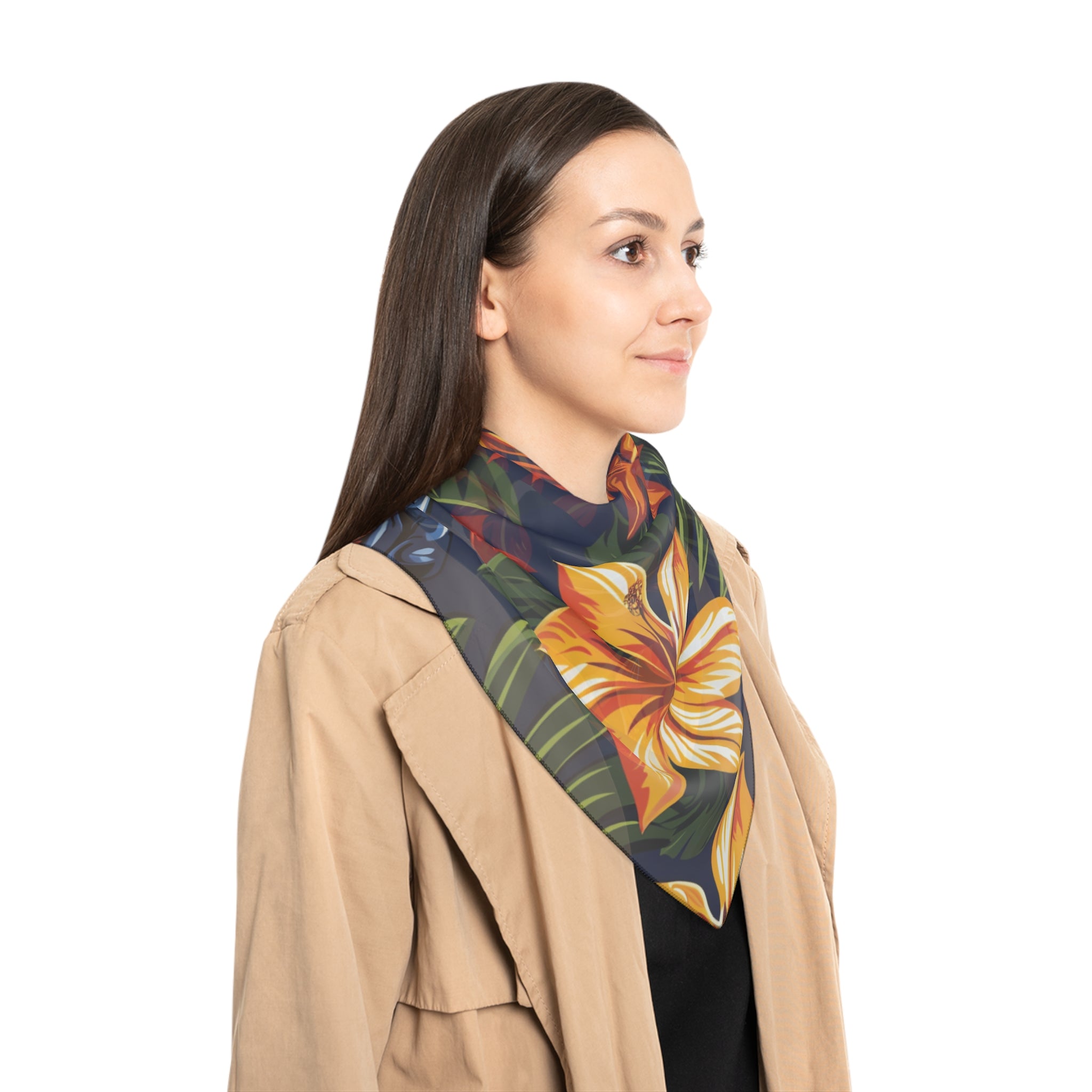 Tiki Bloom Navy Poly Scarf, Artsulli - Art is Long, Life is Short, Accessories, , , , , , , 