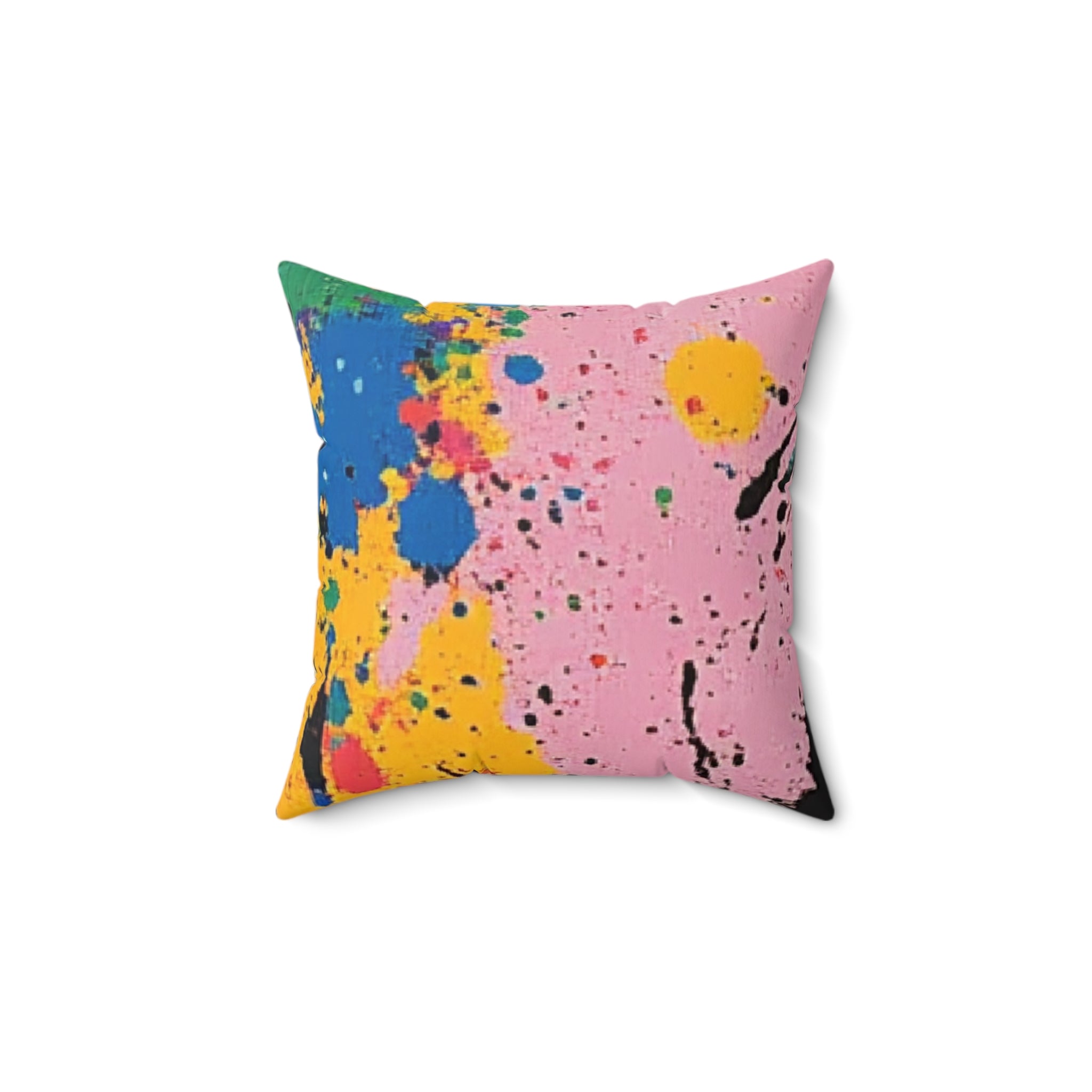 The Colors Of Paint Splatter Faux Suede Square Pillow, Artsulli - Art is Long, Life is Short, Home Decor, , , , , , , 