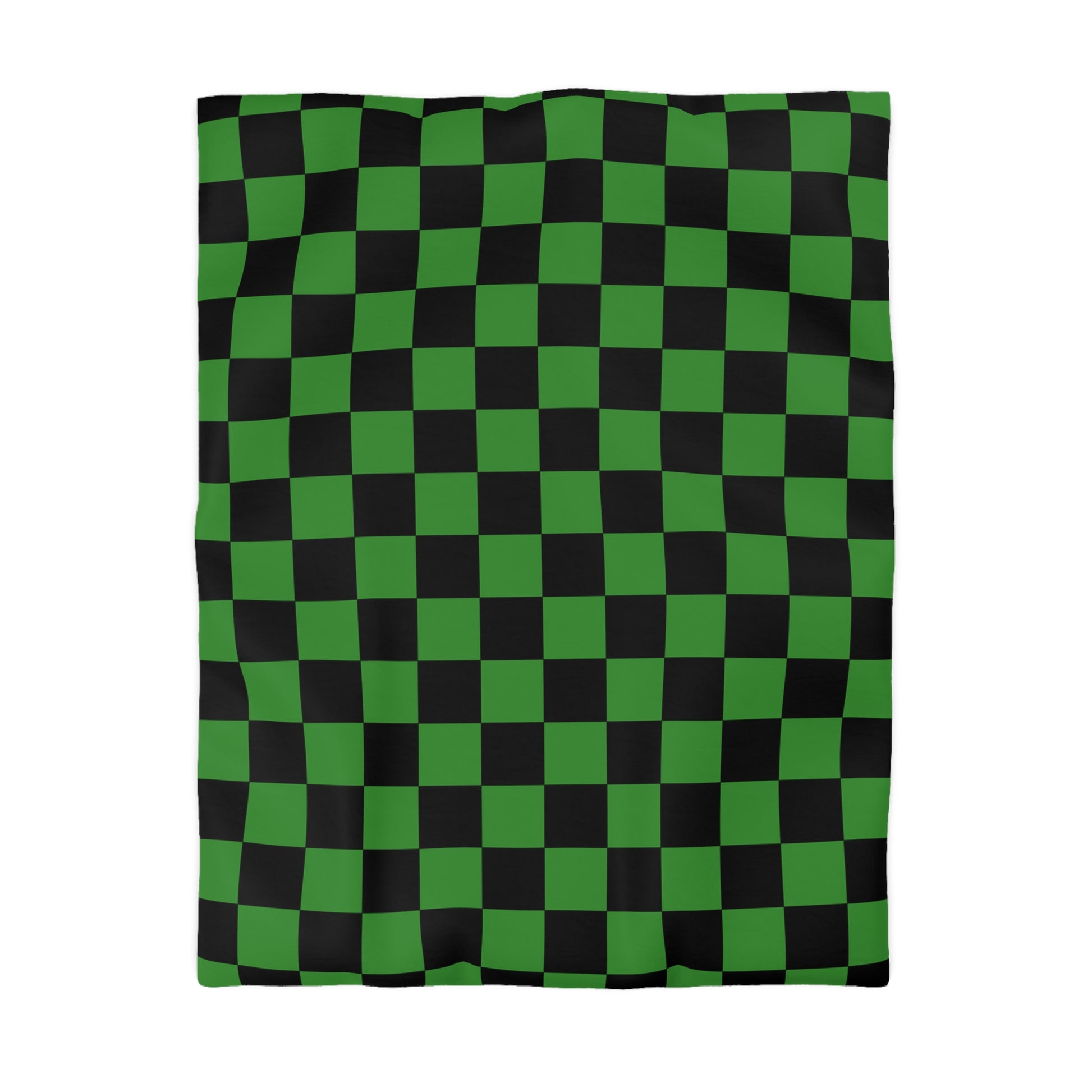 Checkerboard Green and Black Microfiber Duvet Cover, Artsulli - Art is Long, Life is Short, Home Decor, Size, Twin, Color, White, , , 20869448604681204996