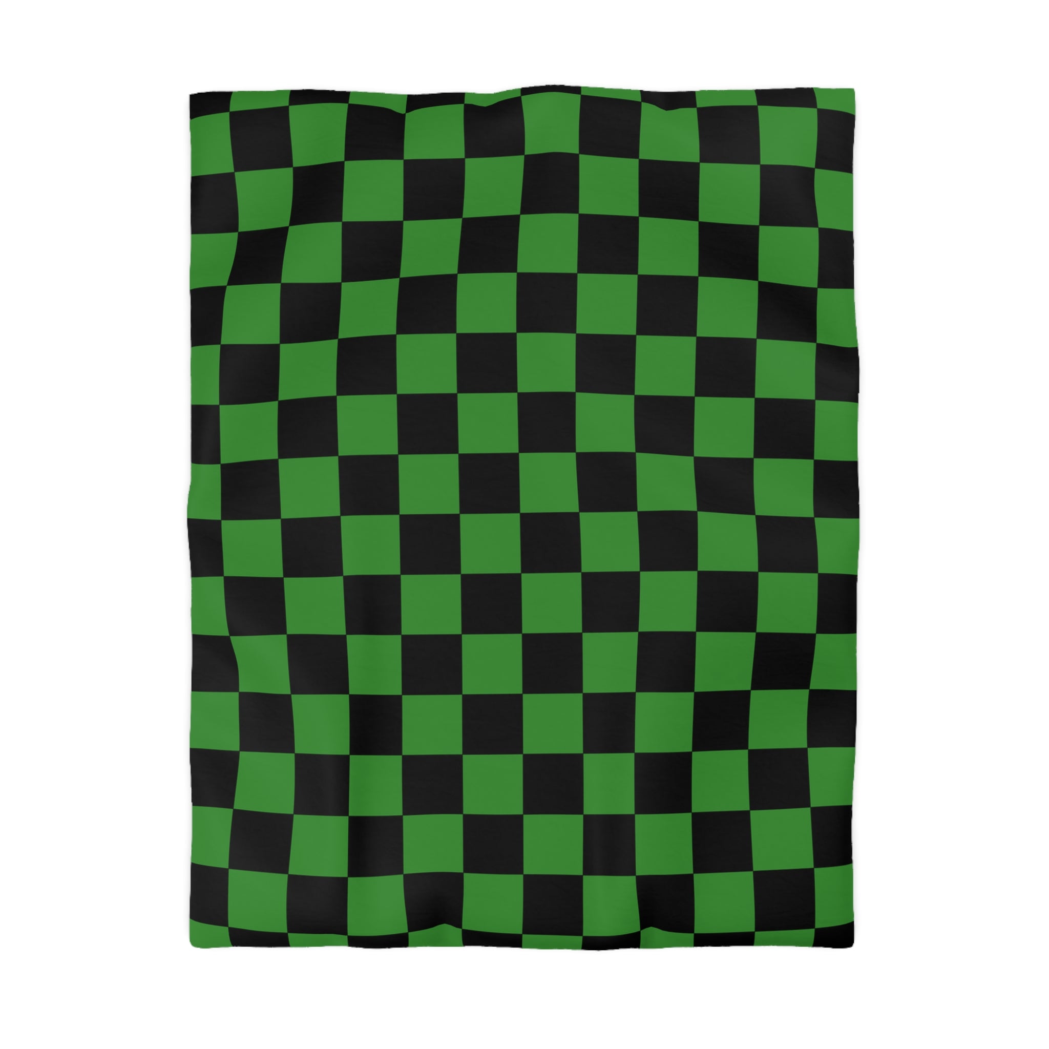 Checkerboard Green and Black Microfiber Duvet Cover, Artsulli - Art is Long, Life is Short, Home Decor, Size, Twin, Color, White, , , 20869448604681204996