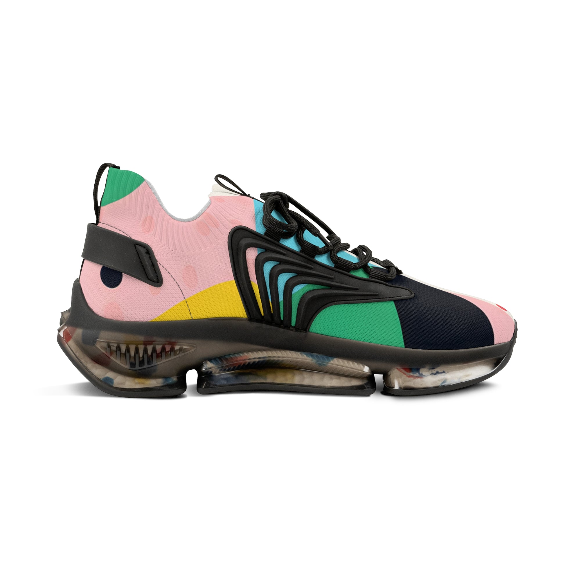 Colorful Abstract Shapes Men's Mesh Sneakers, Artsulli - Art is Long, Life is Short, Shoes, , , , , , , 