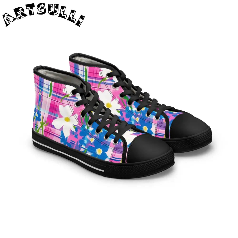 JAKKOUTTHEBXX Plaid Garden III Pink and Purple Women’s High Top