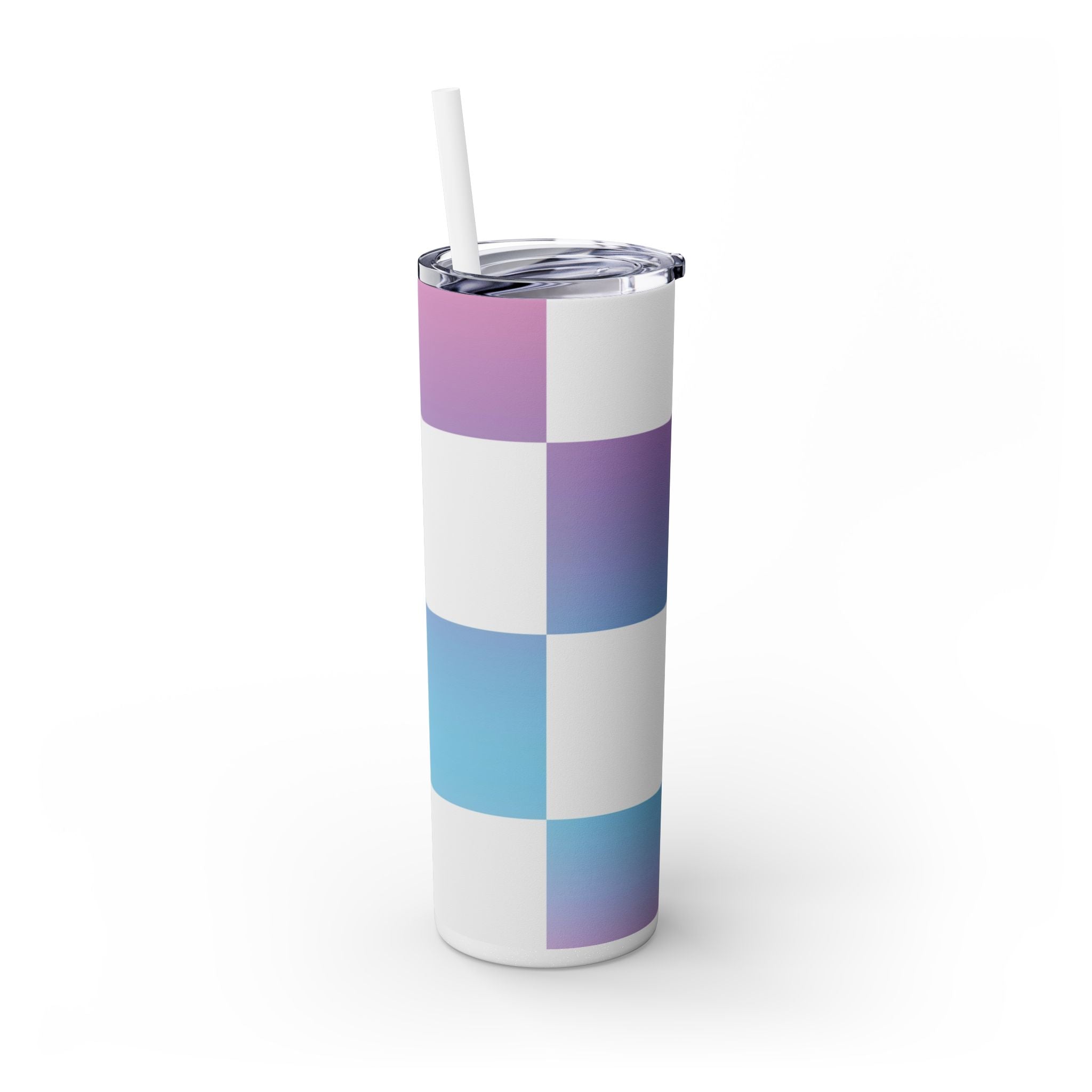 Vaporwave Check Skinny Tumbler with Straw, 20oz, Artsulli - Art is Long, Life is Short, Mug, , , , , , , 