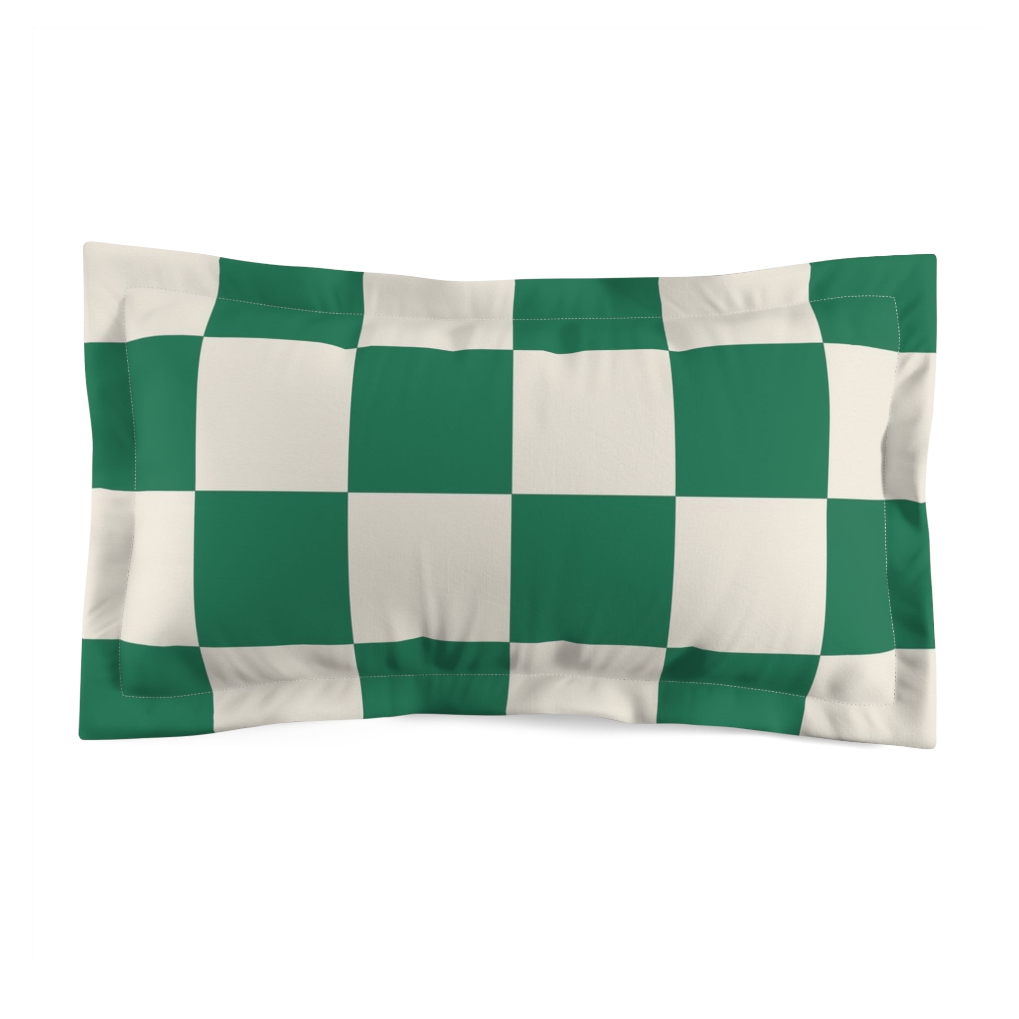 Checkerboard Dark Green Microfiber Pillow Sham, Artsulli - Art is Long, Life is Short, Home Decor, Size, King, , , , , 10495782427093647014