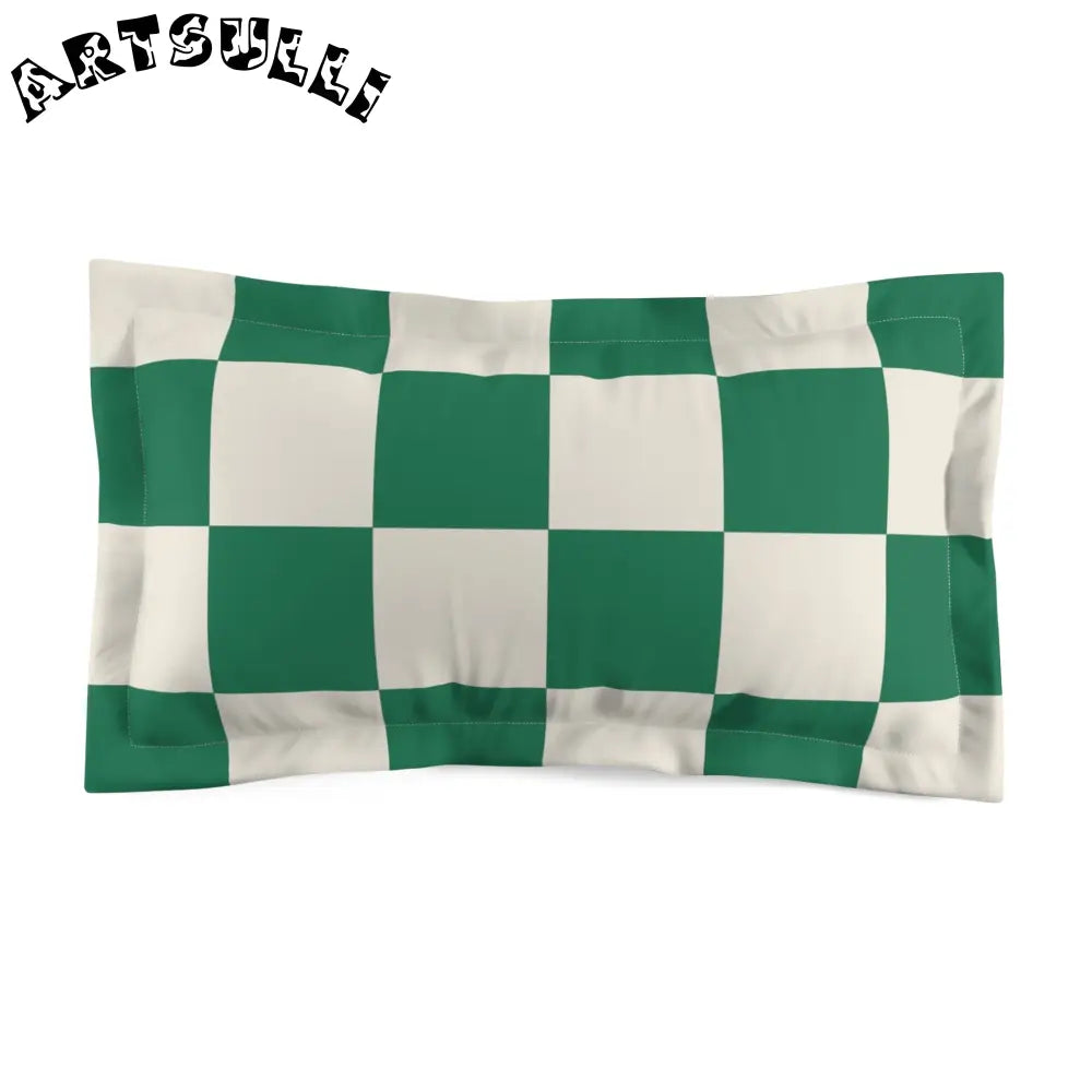 JAKKOUTTHEBXX Checkerboard Dark Green Microfiber Pillow Sham