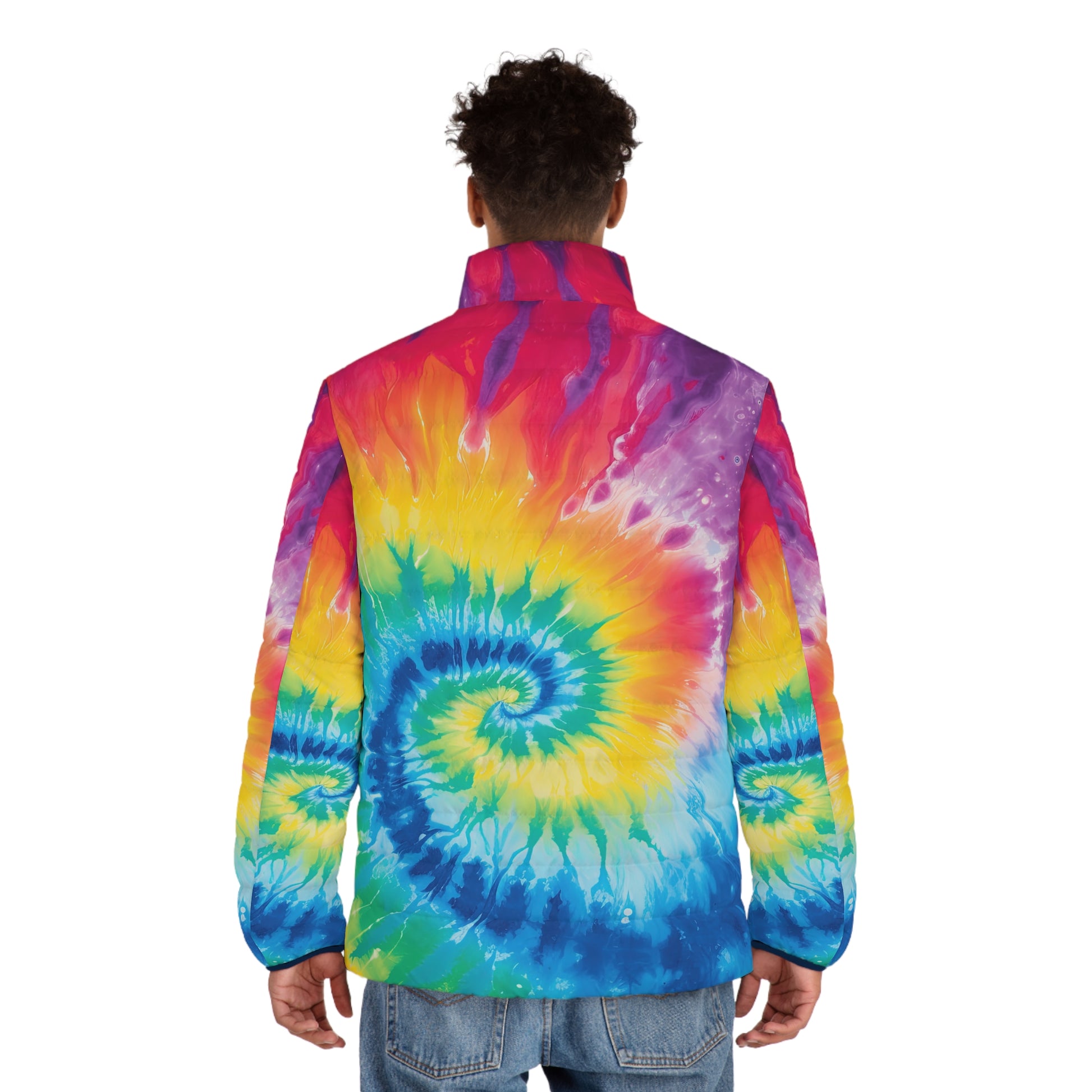 Tie Dye Men's Puffer Jacket (AOP), Artsulli - Art is Long, Life is Short, All Over Prints, , , , , , , 