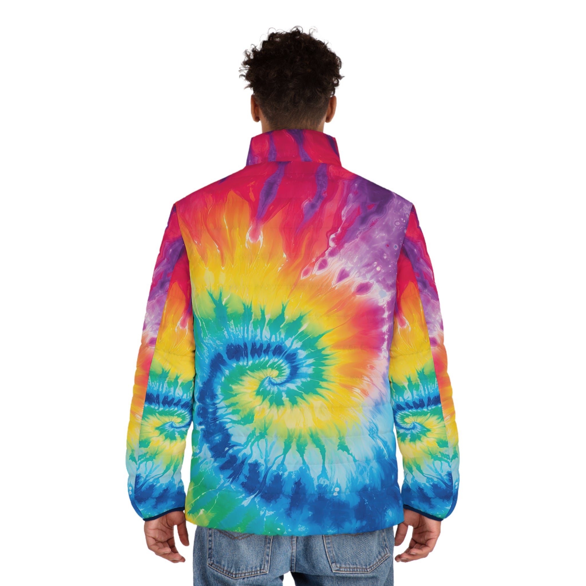 Tie Dye Men's Puffer Jacket (AOP), Artsulli - Art is Long, Life is Short, All Over Prints, , , , , , , 
