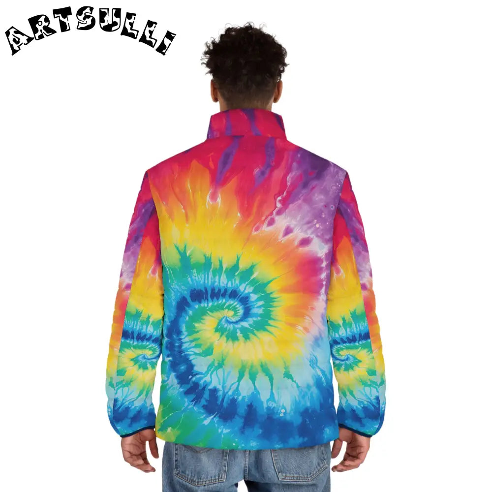 JAKKOUTTHEBXX Rainbow Tie-Dye Quilted Puffer Jacket 2025