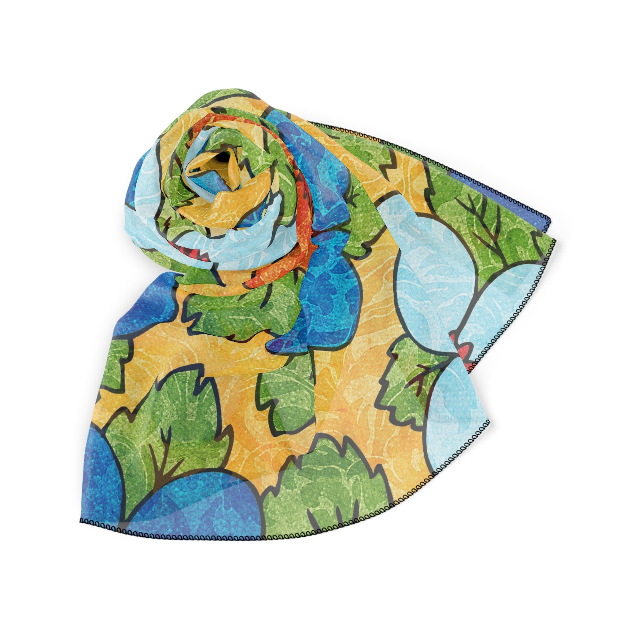 Groovy Yellow Floral Kl Poly Scarf, Artsulli - Art is Long, Life is Short, Accessories, , , , , , , 