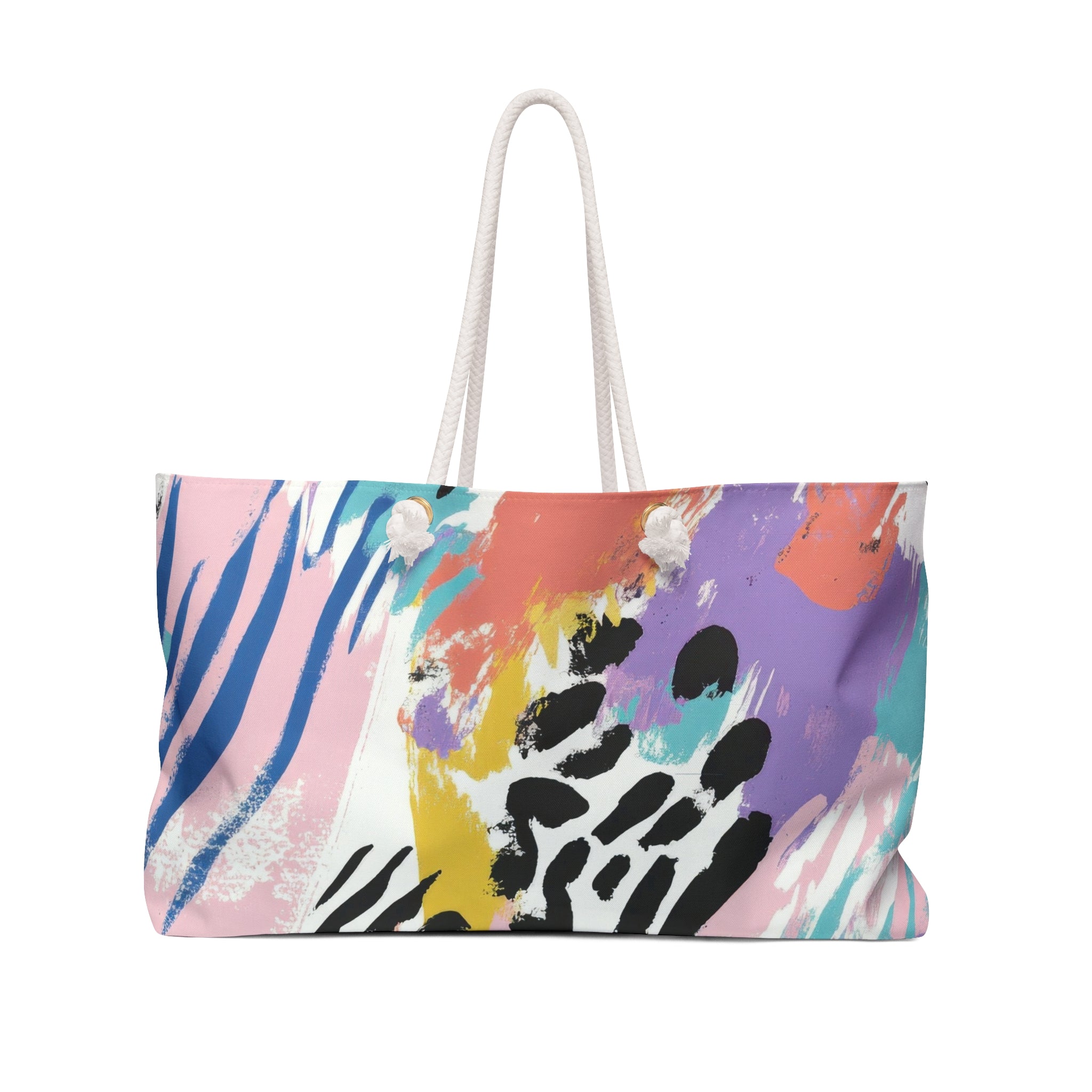 Wild Zebra Stripes x Paint Brush Strokes Multi-Color II Weekender Bag, Artsulli - Art is Long, Life is Short, Bags, Size, 24" × 13", , , , , 15781354826230