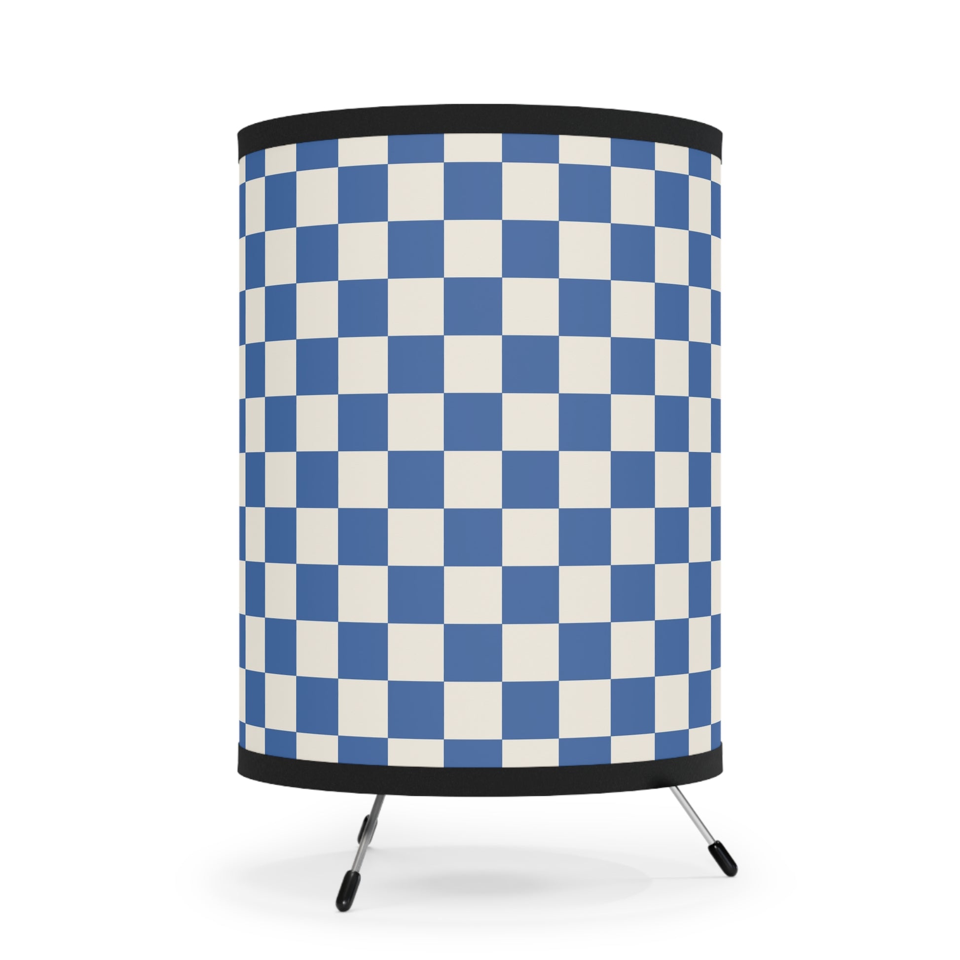 Checkerboard Blue Tripod Lamp with High-Res Printed Shade, US\CA plug, Artsulli - Art is Long, Life is Short, Home Decor, , , , , , , 