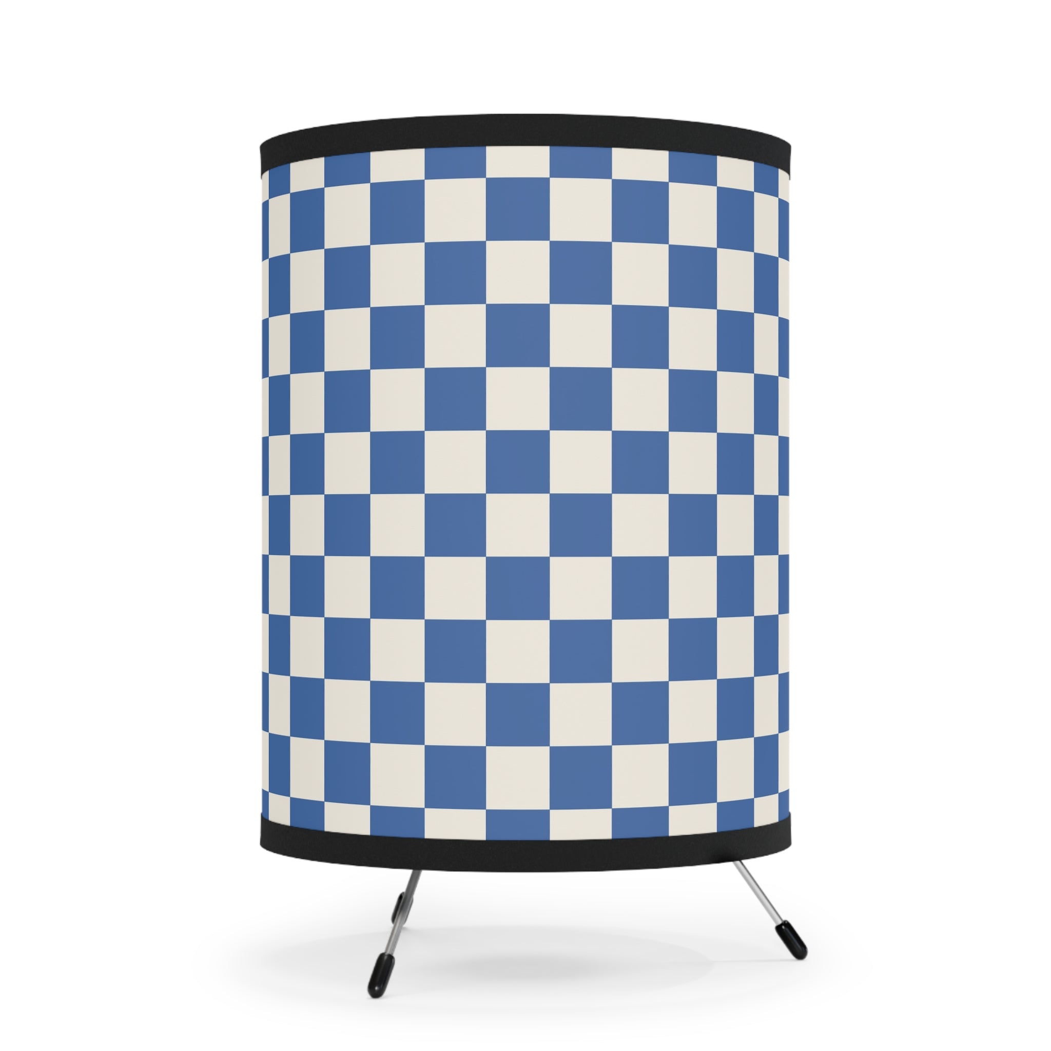 Checkerboard Blue Tripod Lamp with High-Res Printed Shade, US\CA plug, Artsulli - Art is Long, Life is Short, Home Decor, , , , , , , 