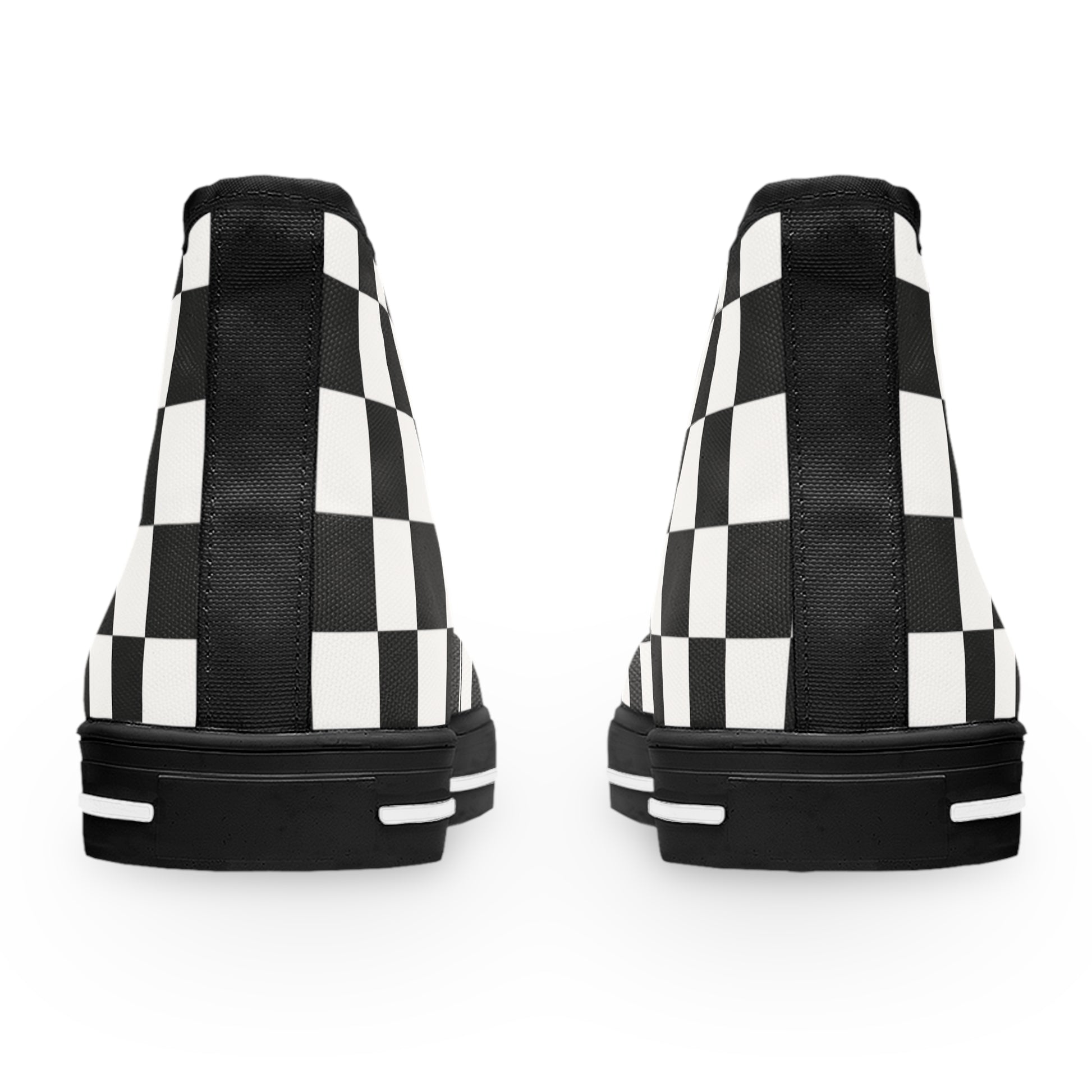 Checkerboard White and Black Women's High Top Sneakers, Artsulli - Art is Long, Life is Short, Shoes, , , , , , , 