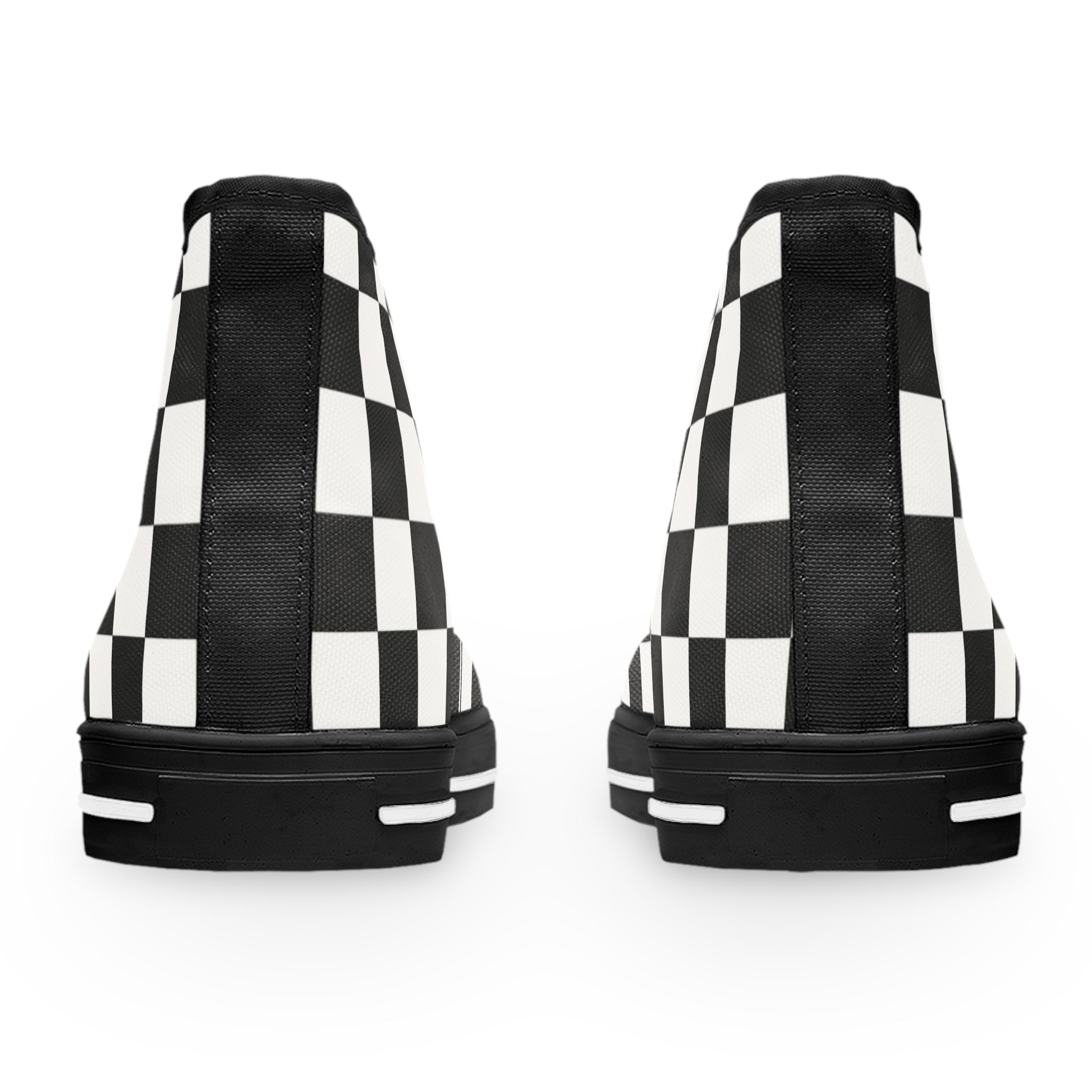 Checkerboard White and Black Women's High Top Sneakers, Artsulli - Art is Long, Life is Short, Shoes, , , , , , , 